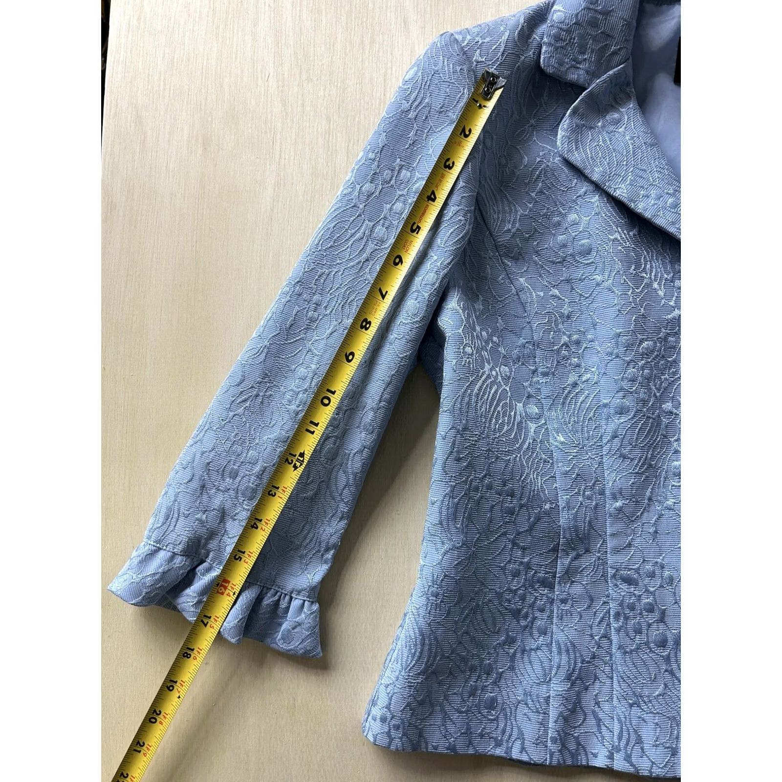 Vintage KS Collection Blazer Jacket Womens 10 Blue Floral Jacquard Lined Dressy Shirt/Blazer Style Women 10 Blue Floral Jacquard Lined Dressy Size L / US 10 / IT 46 - 6 Thumbnail