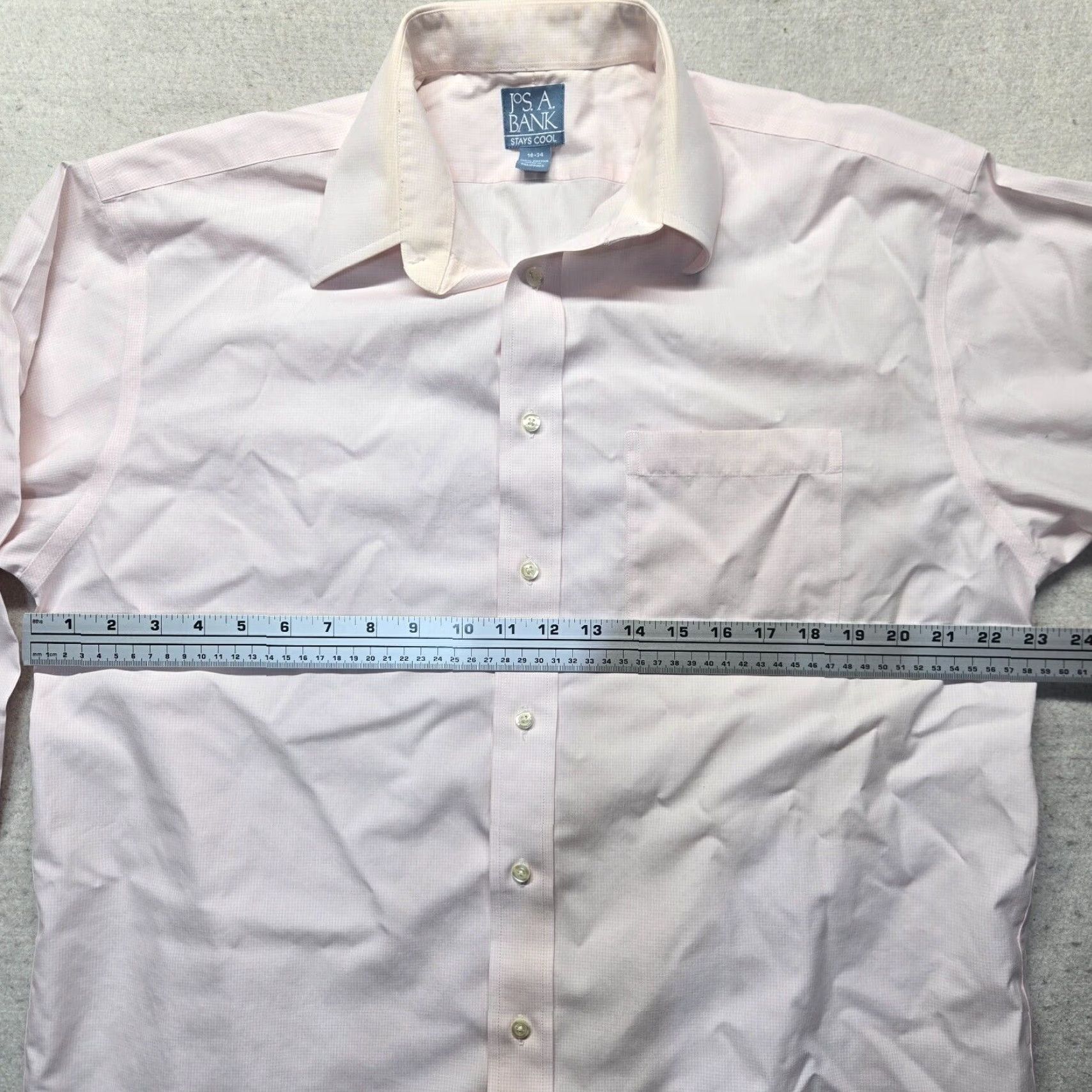 Jos. A. Bank Jos A. Bank Stays Cool White 100% Cotton Button Up Dress Shirt Adult Men's 16 34 Size 42R - 4 Thumbnail