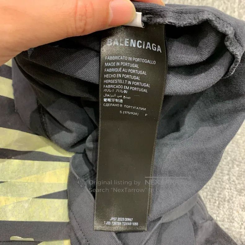 Balenciaga Balenciaga Black Washed Destroyed Tape Short Sleeve Size US S / EU 44-46 / 1 - 5 Thumbnail