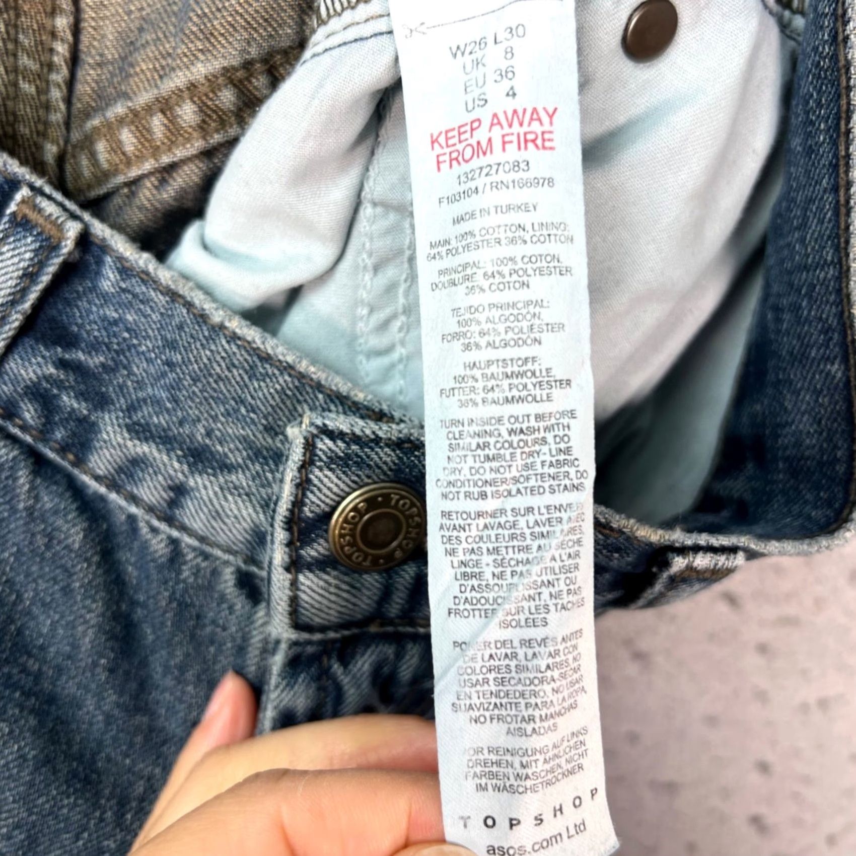 Topshop Topshop Womens Jeans Blue Denim Crop Wide-Leg 26 28 Buckle Back 5-Pocket Inseam 28 Regular Vintage No Boys Mens Womens Size 26" / US 2 / IT 38 - 4 Thumbnail