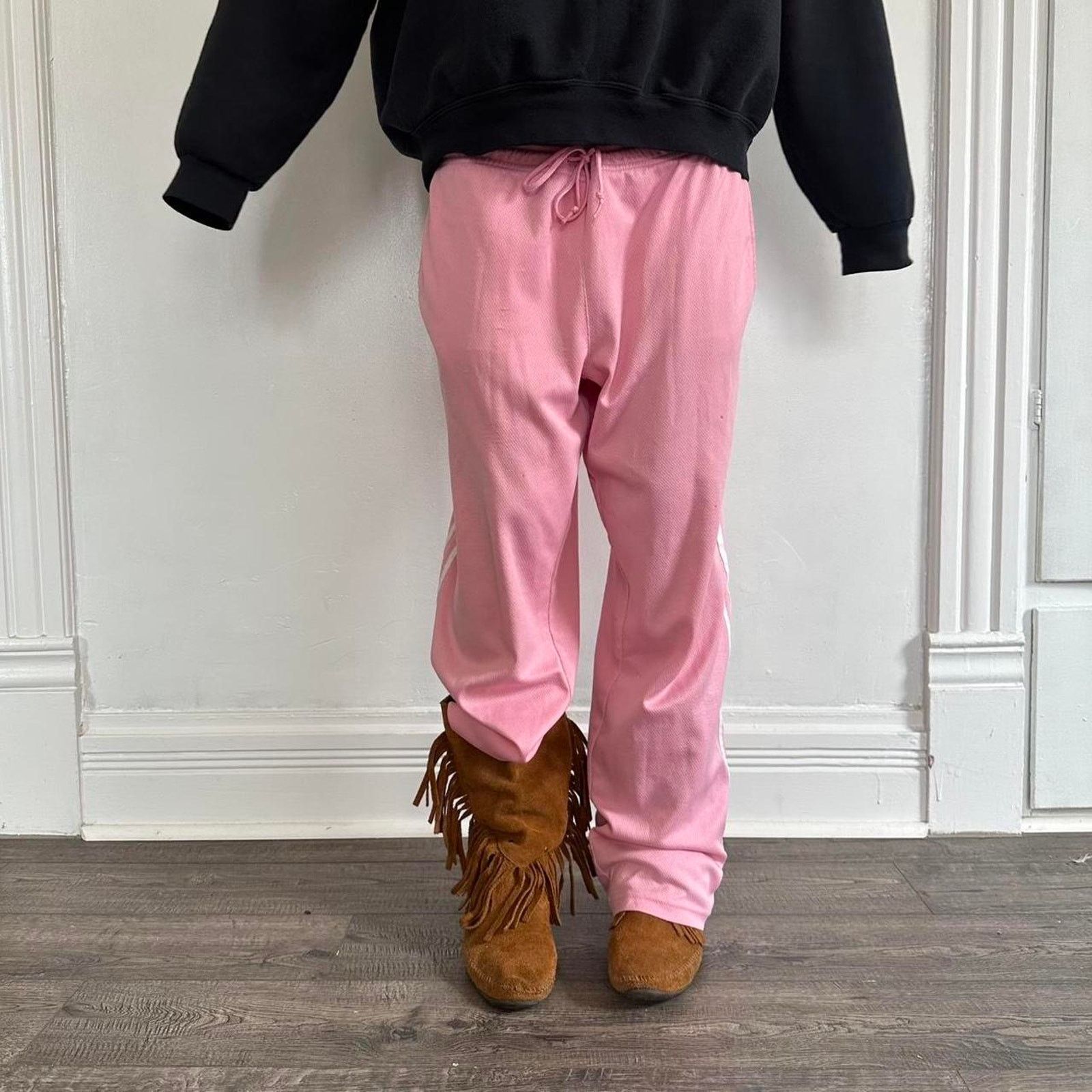 Vintage Vintage Baggy Striped Gum Pink Striped Track Pants Sweats Size 34" / US 12 / IT 48 - 4 Thumbnail