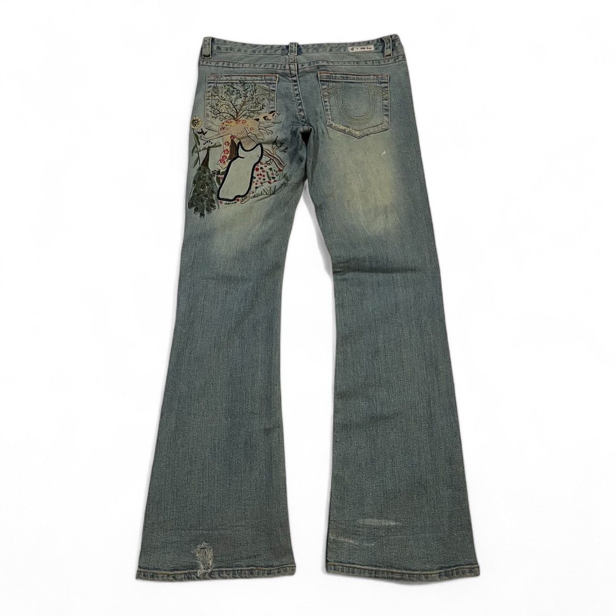 If Six Was Nine Joy Dean Denim Flared Embroidery Girl Size US 31 - 1 Thumbnail