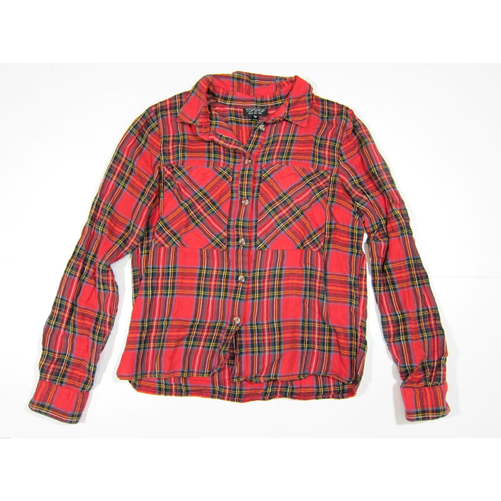 Topshop Topshop Cotton Red White Green Button Down Long Sleeve Shirt Blouse Women 2 Size XS / US 0-2 / IT 36-38 - 6 Thumbnail