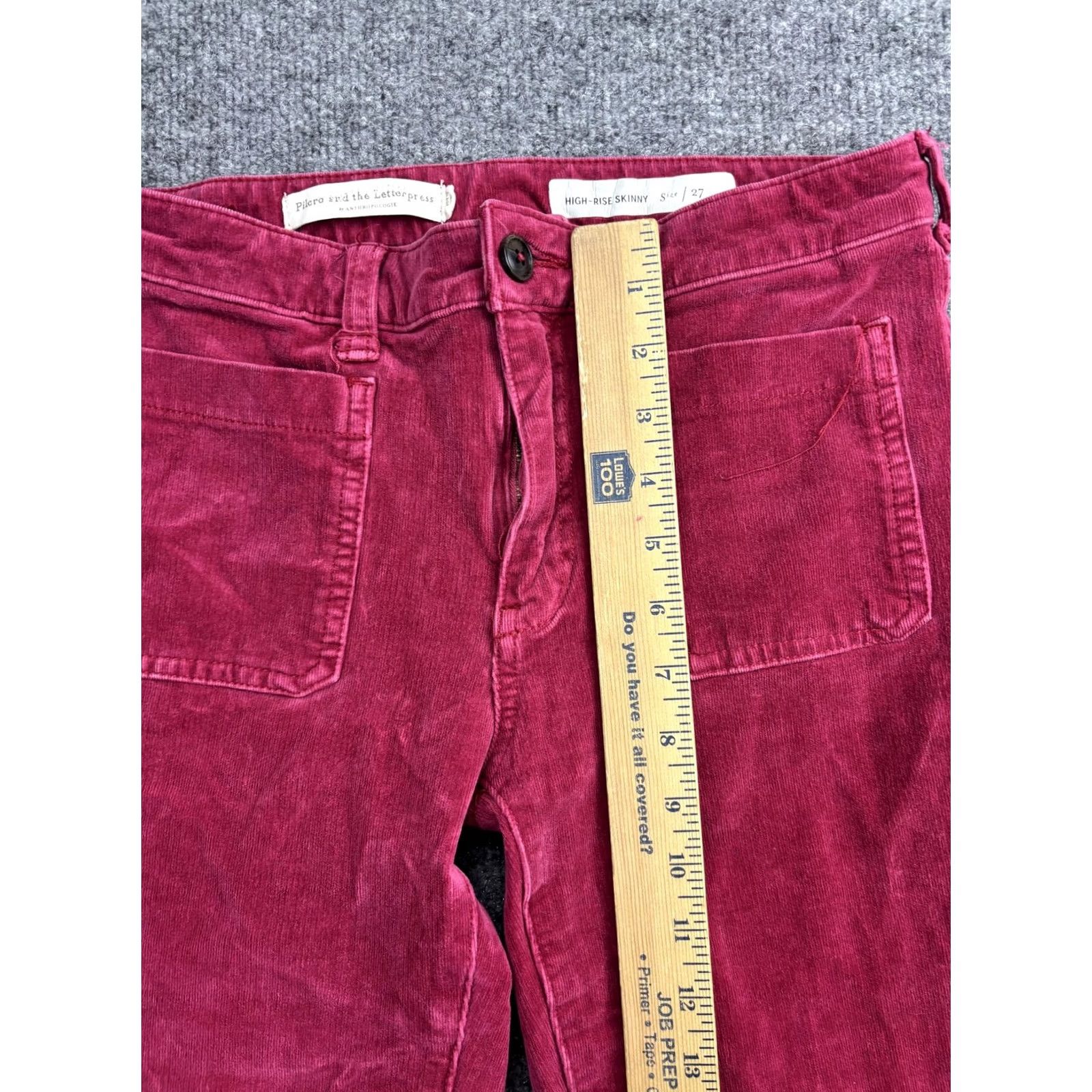 Vintage Pilcro And The Letterpress Womens 27 Red Corduroy High Rise Skinny Ankle Pants Size 27" / US 4 / IT 40 - 4 Thumbnail