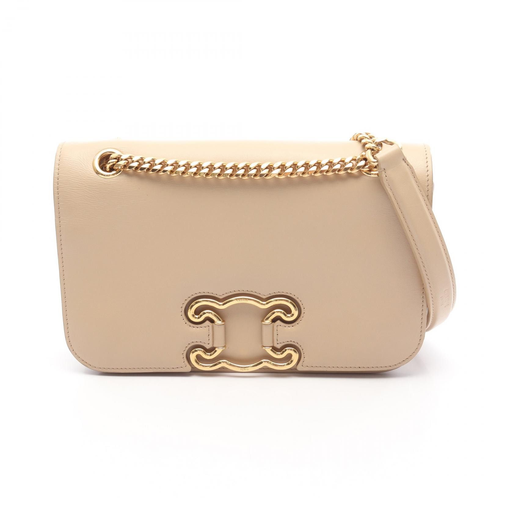 Celine Celine Triomphe Leather Shoulder Bag Leather Shoulder Bag 199813 in Beige, Women's