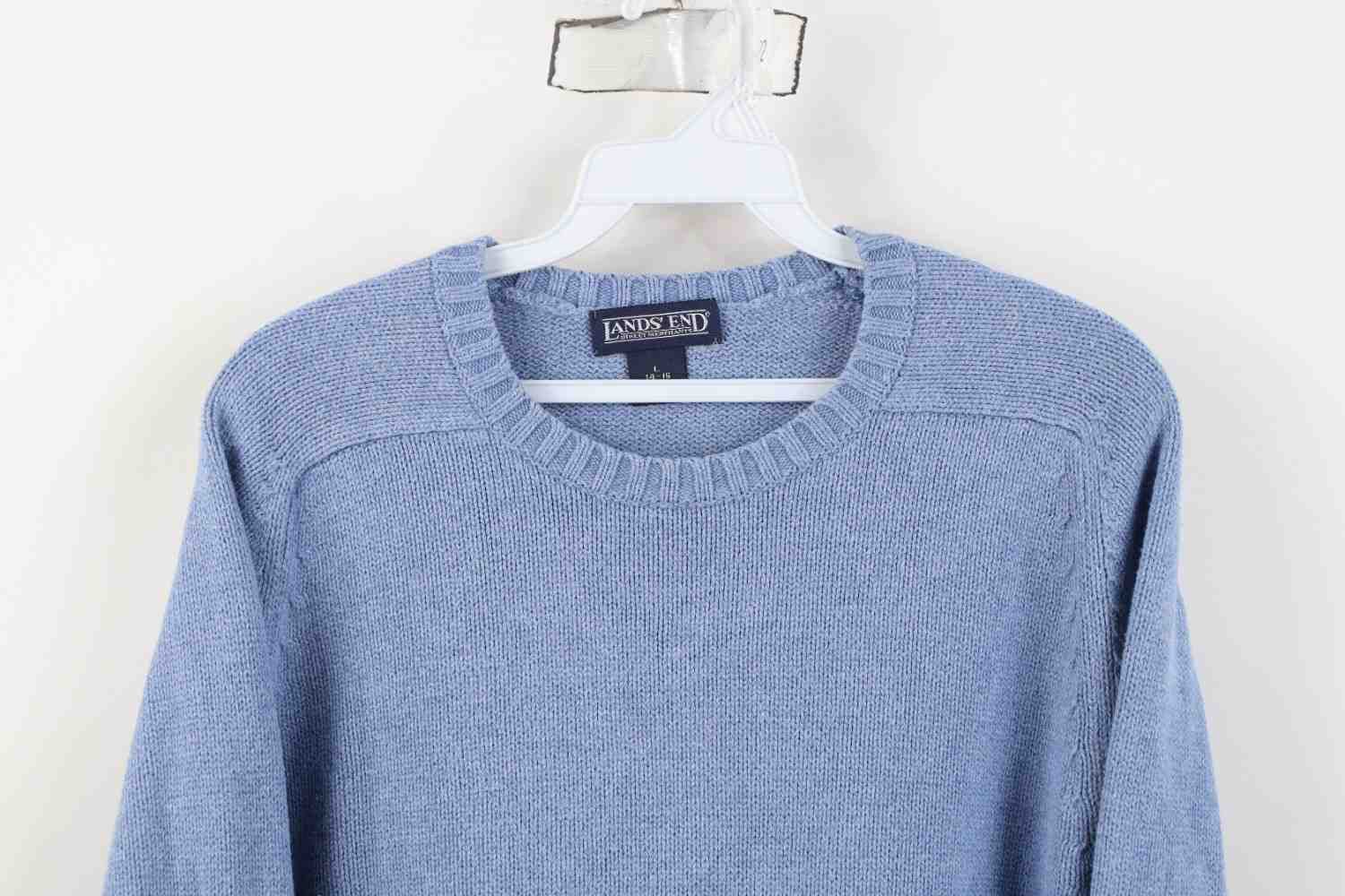 Lands' End Vintage 90s Lands End Knit Crewneck Sweater Blue Japan Size L / US 10 / IT 46 - 2 Thumbnail