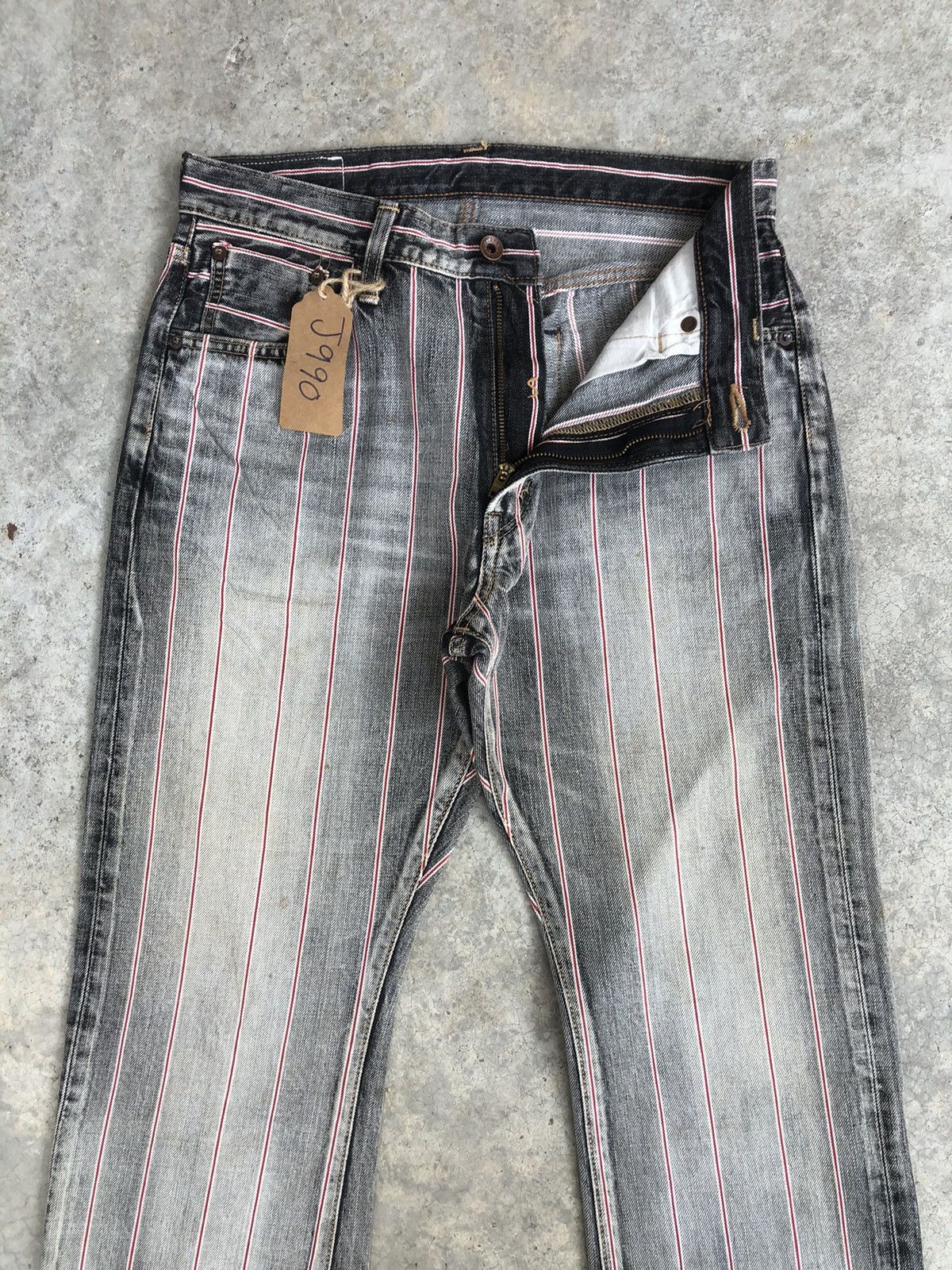 If Six Was Nine Japanese Edwin Flared Jeans Distressed Selvedge Hickory Size US 31 - 3 Thumbnail