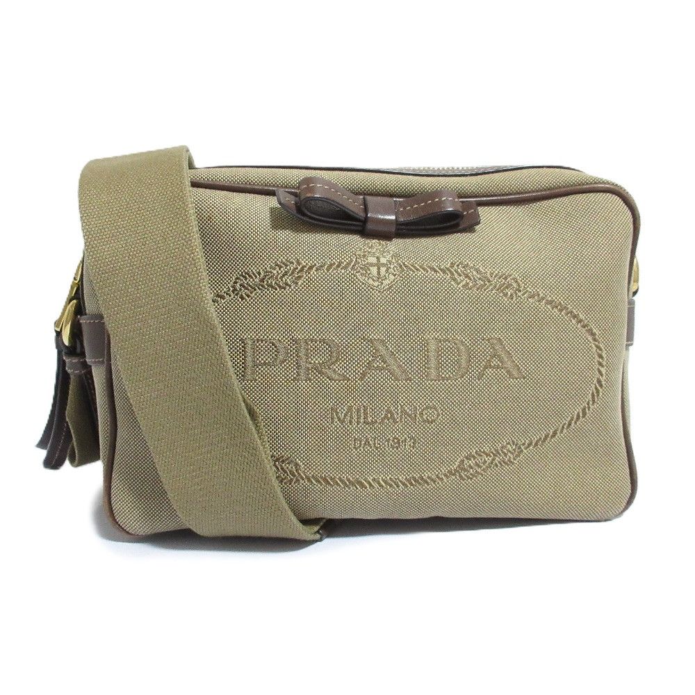 Prada Prada Prada Logo Jacquard Canvas Shoulder Bag Textile Shoulder Bag 1BH089 DUTY FREE for USA Size ONE SIZE - 1 Thumbnail