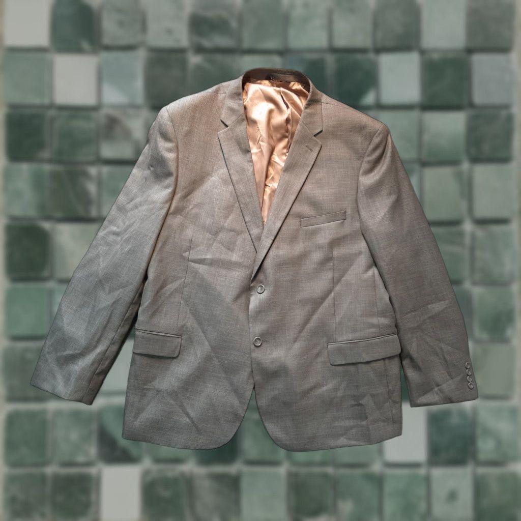 Vintage Caravelli Suit Mens Suit Size 52 R 48 W Tan Pinstripe Notch Lapel Two-Button Jacket Only Long Coat/ Jacket Brown MENS Size 52R - 1 Thumbnail