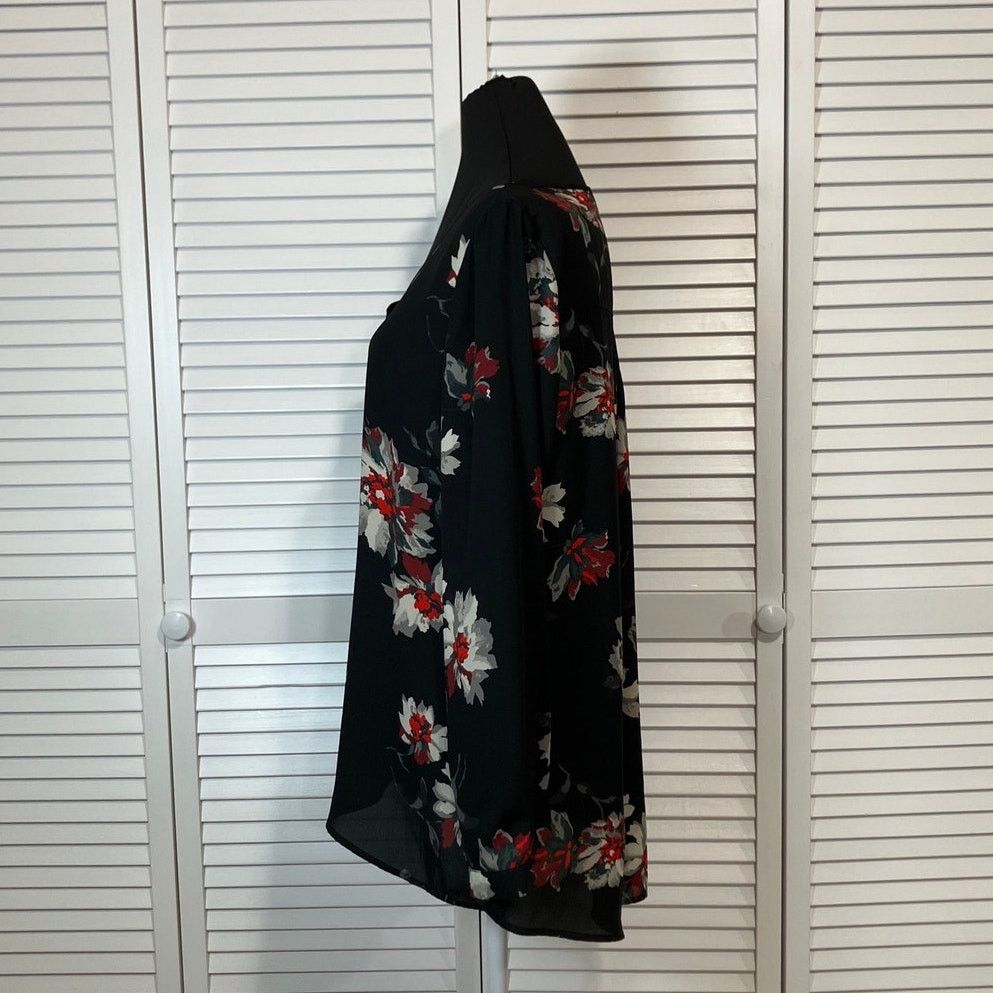 Other Chelsea & Theodore Boho Black Floral Tunic Blouse Women M Size M / US 6-8 / IT 42-44 - 2 Thumbnail