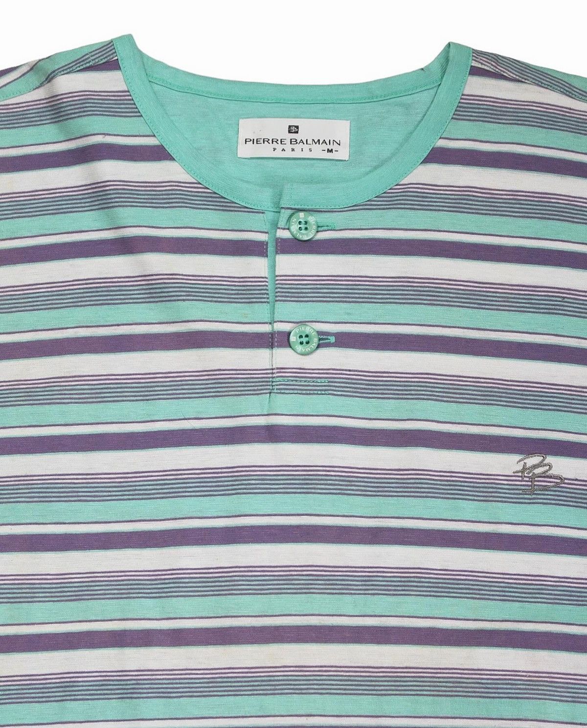 Pierre Balmain 90s PIERRE BALMAIN STRIPES HENLEY TEE Size US M / EU 48-50 / 2 - 2 Thumbnail