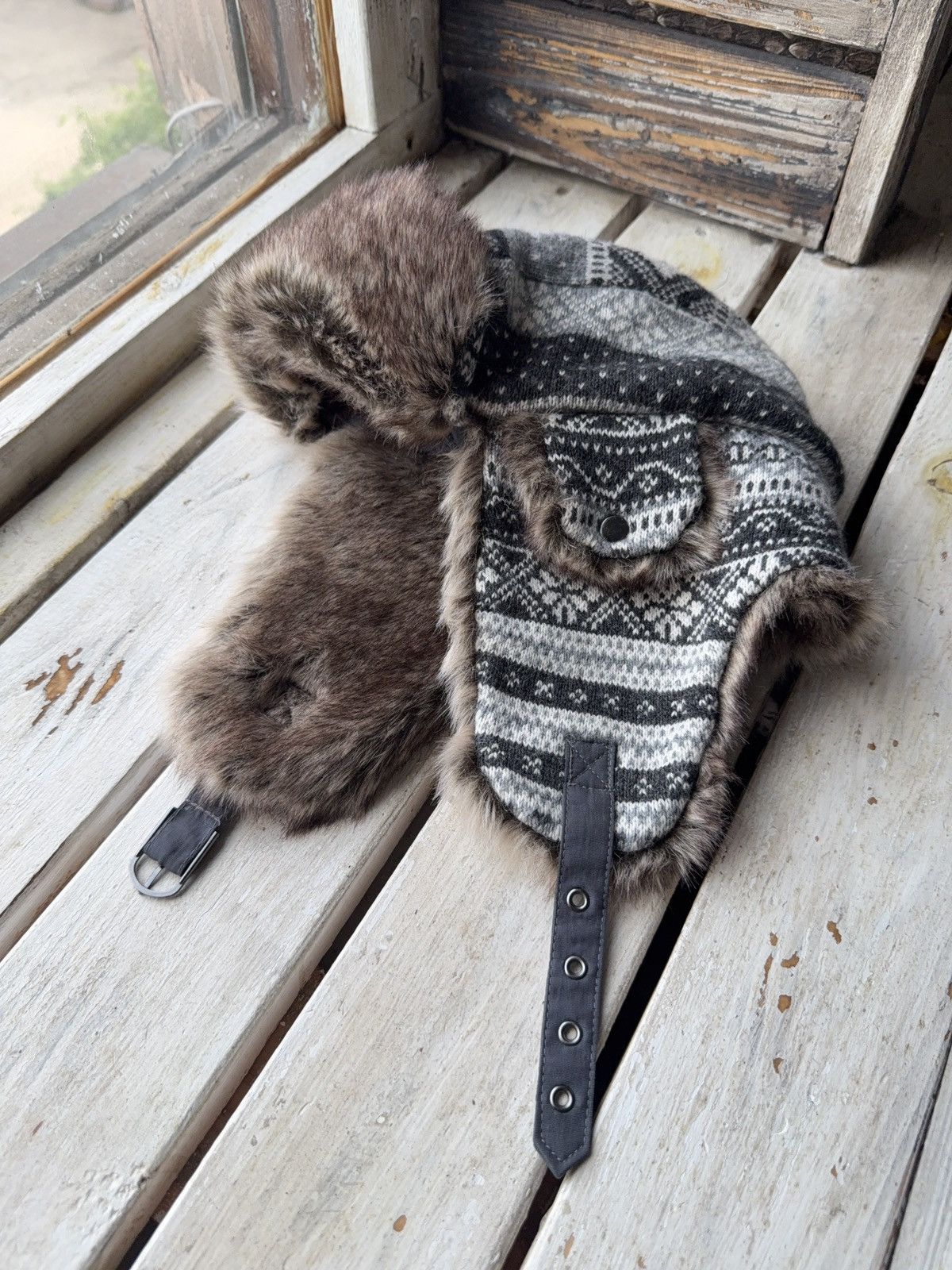 Japanese Brand × Vintage Y2K Vintage Fuzzy Hat Mohair knit Ushanka Beauty Beast Size ONE SIZE - 3 Thumbnail