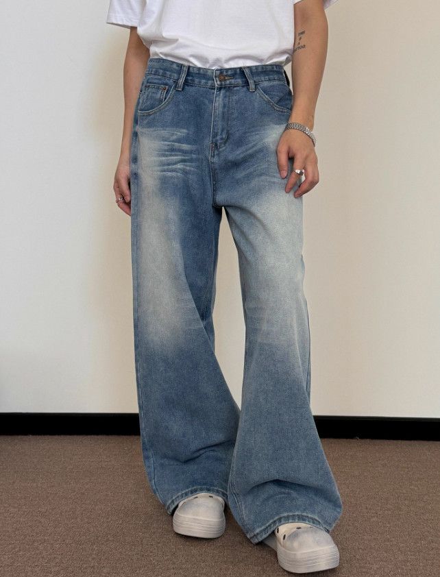 Japanese Brand Men's American straight-leg baggy washed jeans Size US 32 / EU 48 - 2 Thumbnail