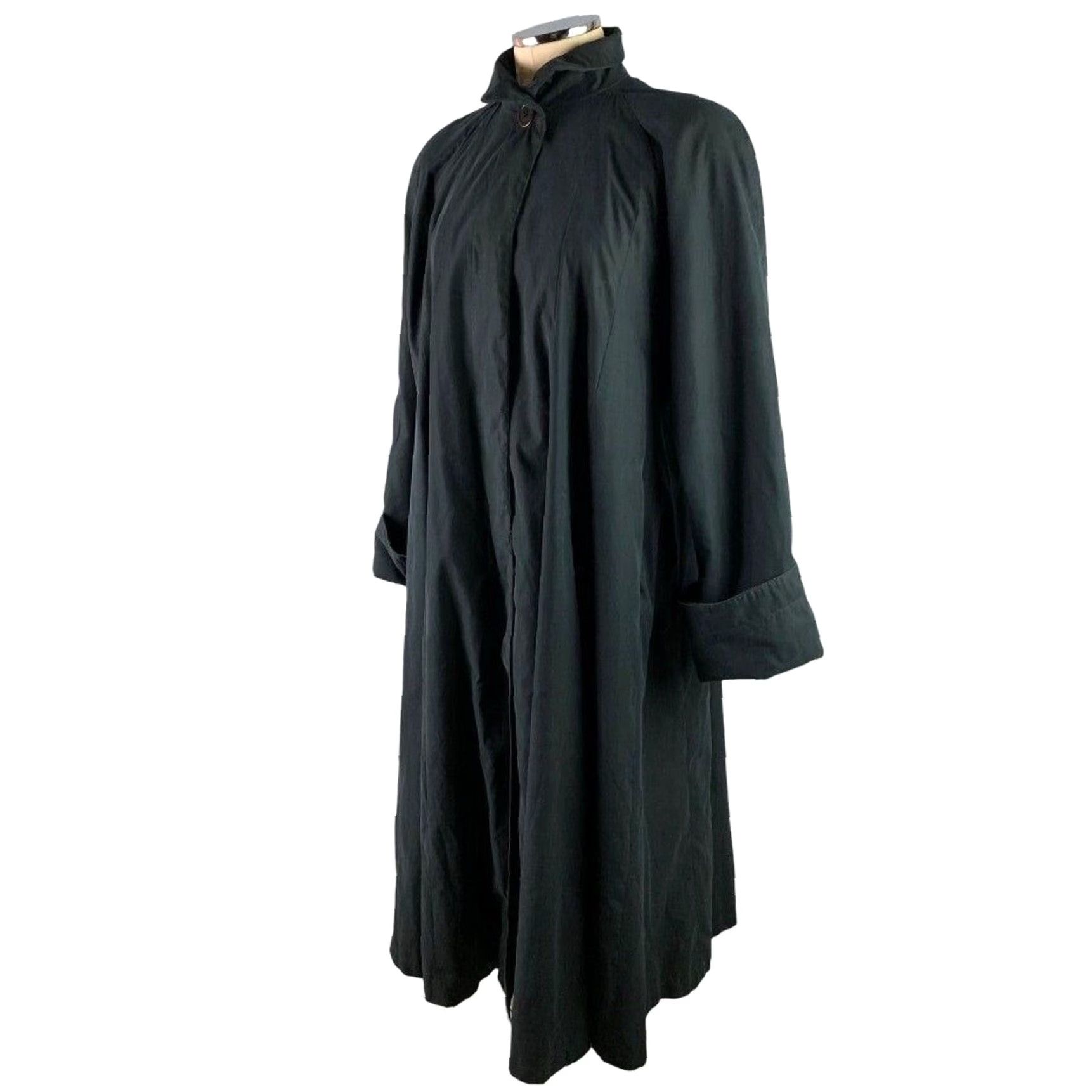 Vintage VINTAGE Searle Jacket Swing Coat Black Silk Oversized Long Women 2 1980s USA Size XS / US 0-2 / IT 36-38 - 3 Thumbnail