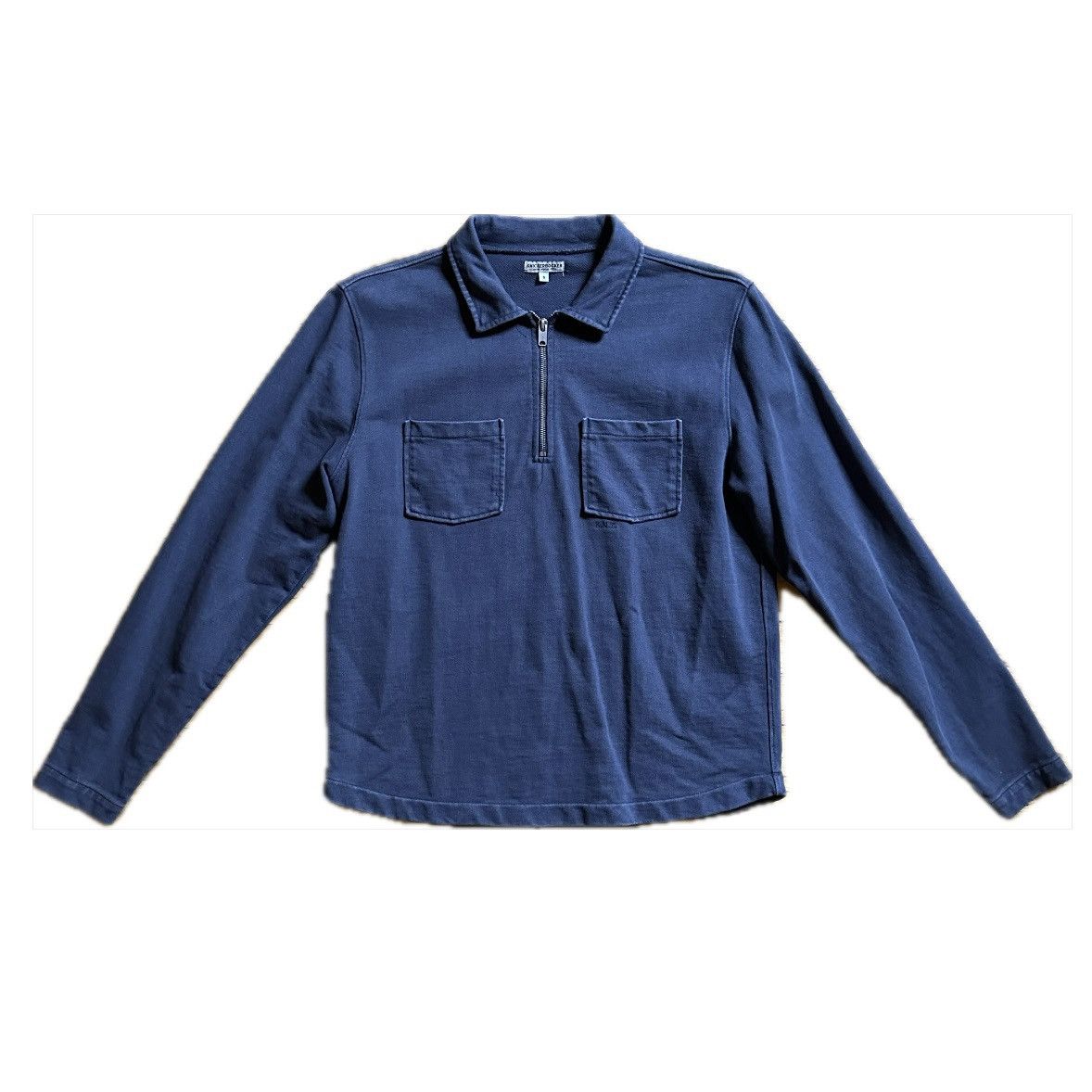 image of Knickerbocker Mfg Co Quarter Zip Polo Longsleeve Sweatshirt in Blue, Men's (Size Small)