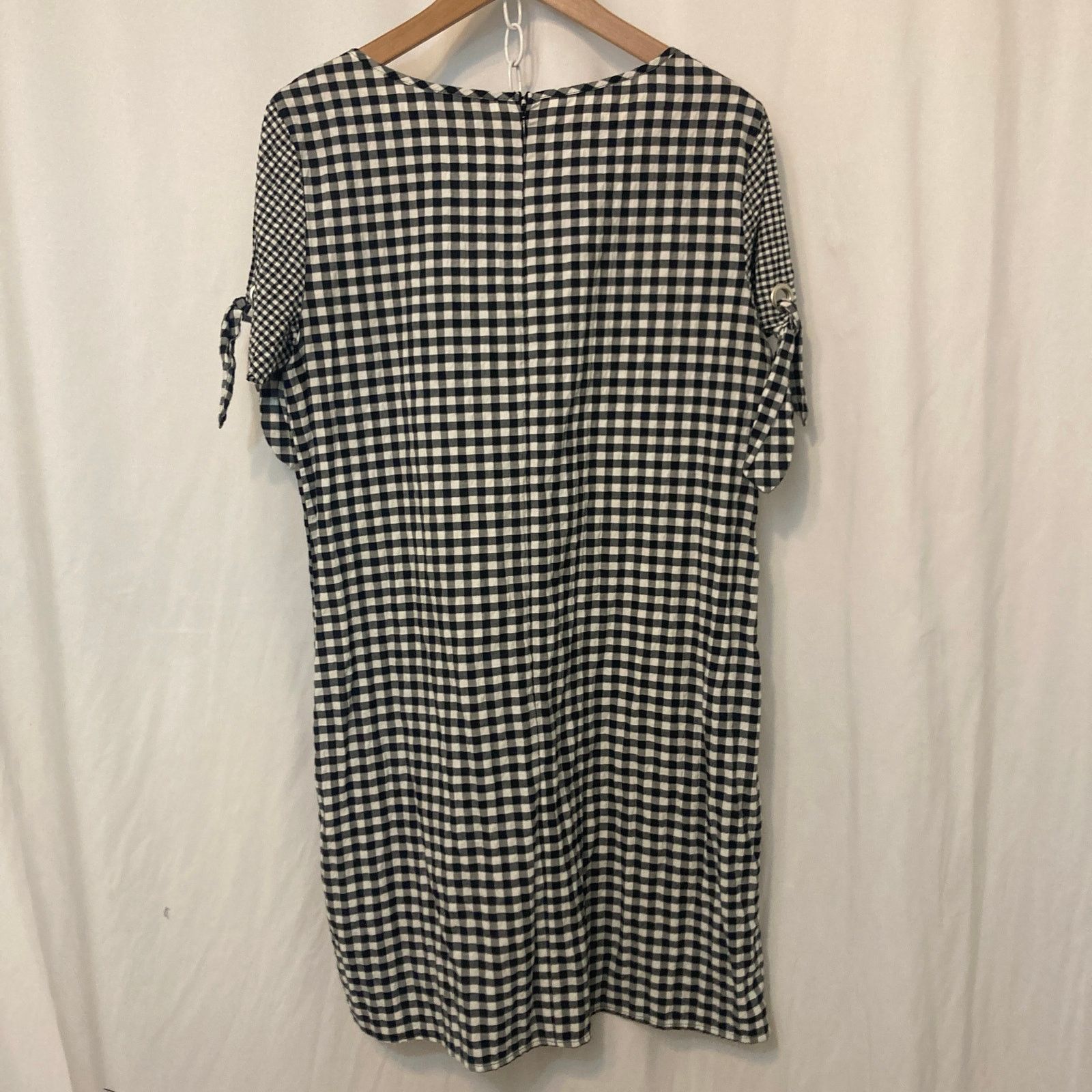 Other Sharagano Gingham Plaid Black White Sheath Fall Dress Size L / US 10 / IT 46 - 9 Thumbnail