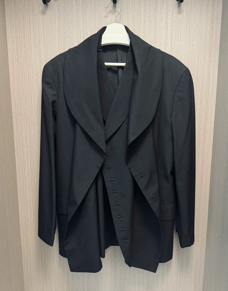 Yohji Yamamoto Yohji Yamamoto size m 96aw double scarf collar suit 2502-N Size 38S - 5 Thumbnail