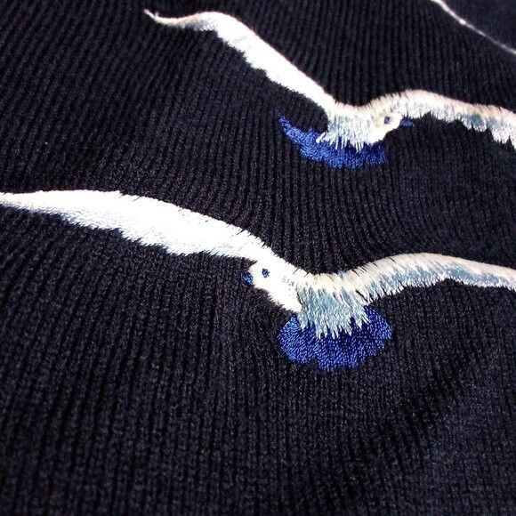 Other Vintage Buffums' Seagulls Embroidered V-Neck Sweater Size M / US 6-8 / IT 42-44 - 3 Thumbnail