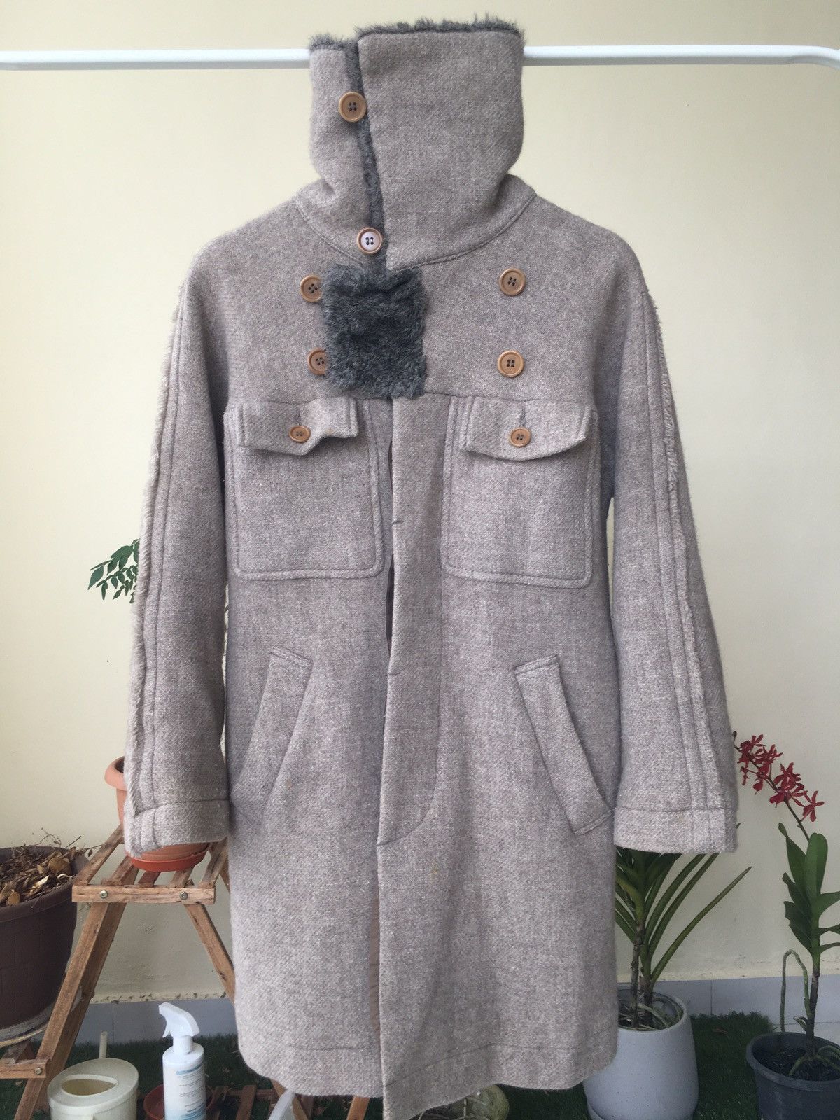 CABANE de ZUCCa × Issey Miyake × Zucca Issey Miyake Zucca Fur 3 Way Neck Long Coat Size S / US 4 / IT 40 - 3 Thumbnail