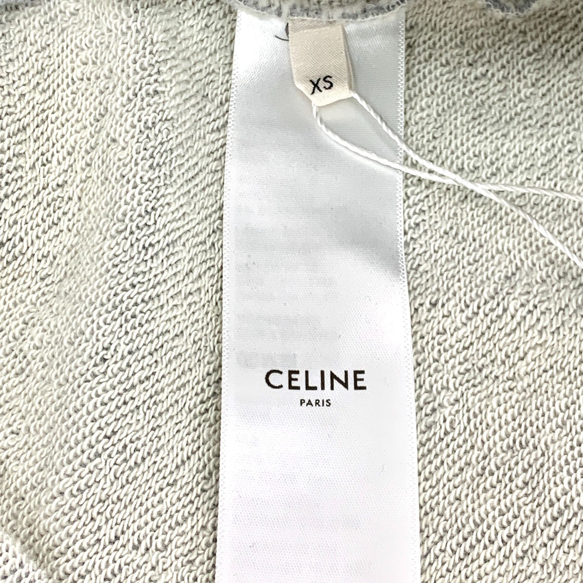 Celine Celine Grey Cotton Logo Hooded Drawstring Long-Sleeved Sweat Size XS / US 0-2 / IT 36-38 - 4 Thumbnail