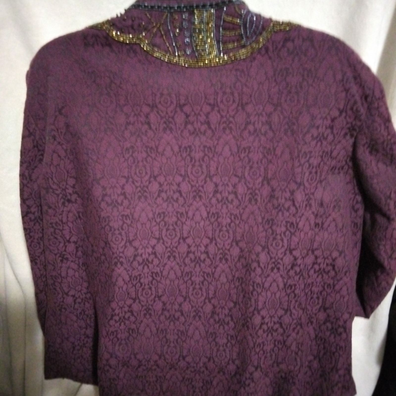 Chicos Chicos Womens Evening Jacket Purple Hook & Eye Beaded L/2 Size L / US 10 / IT 46 - 7 Thumbnail