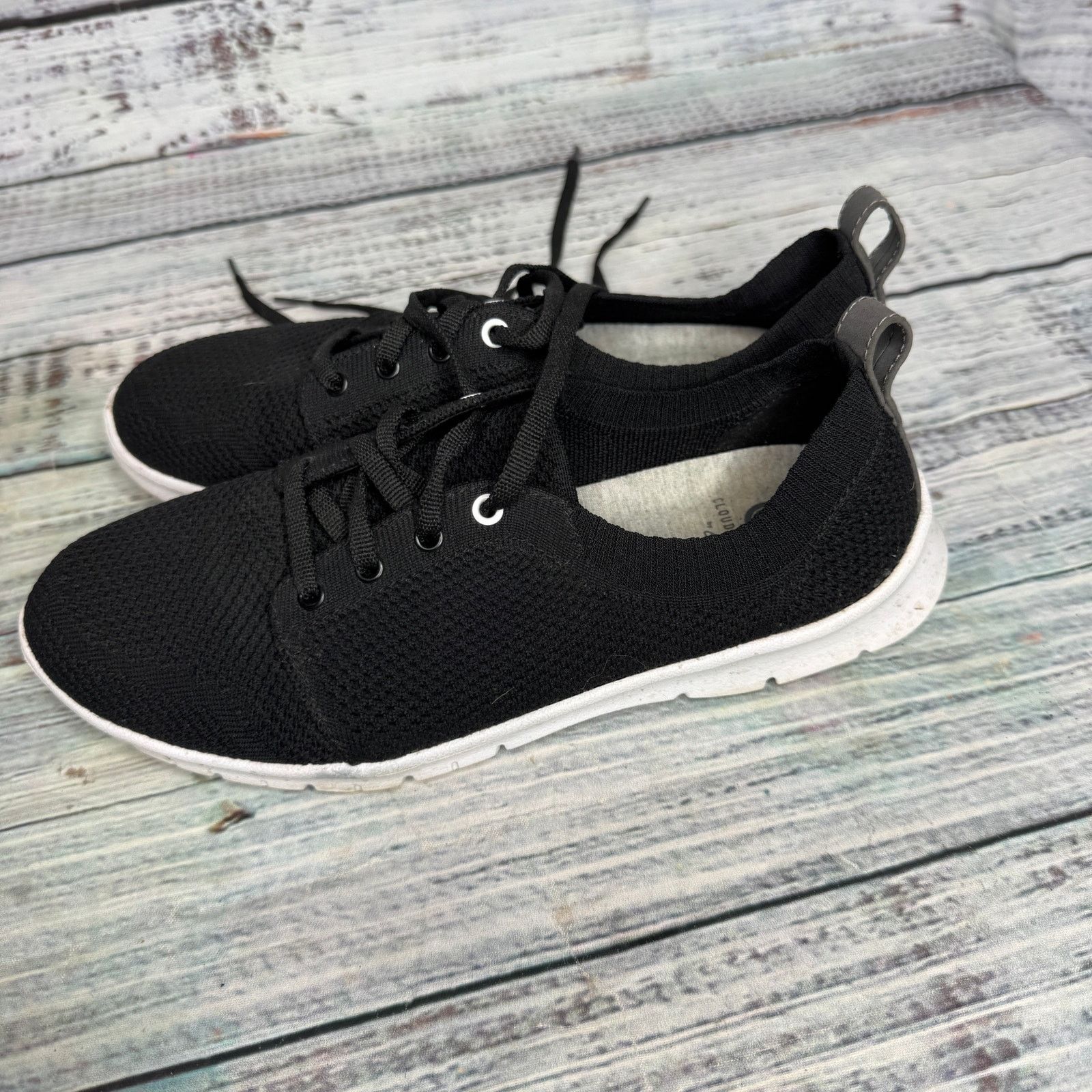 Clarks Clarks Cloudsteppers Sillian Free Black Knit Lace Up Sneaker Size US 6.5 / IT 36.5 - 1 Thumbnail