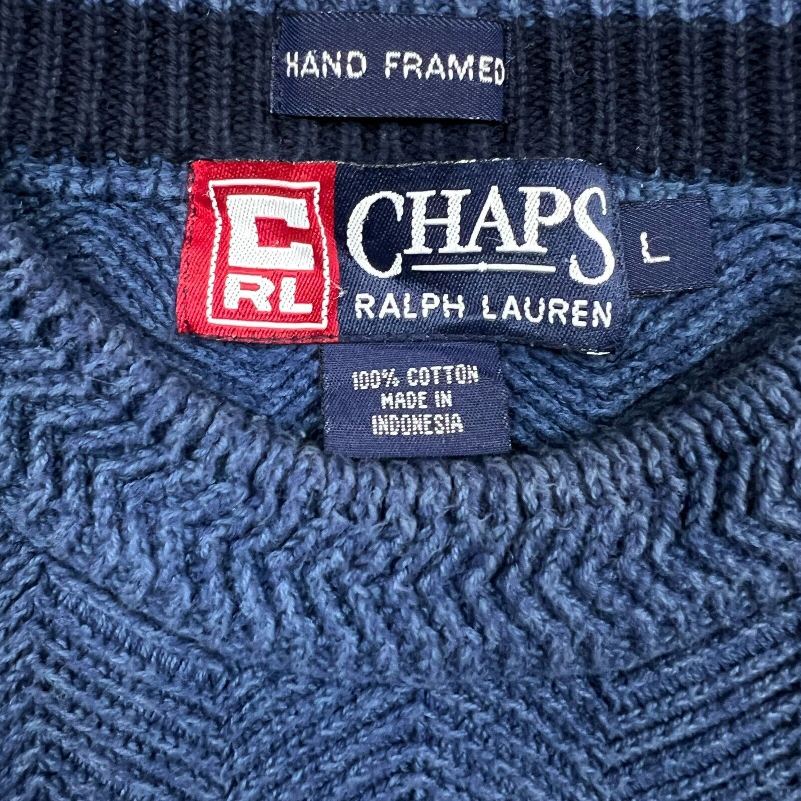Chaps Ralph Lauren × Polo Ralph Lauren × Ralph Lauren Vintage 90s Chaps Ralph Lauren Sweatshirt Large Crest Knit Size US L / EU 52-54 / 3 - 6 Thumbnail