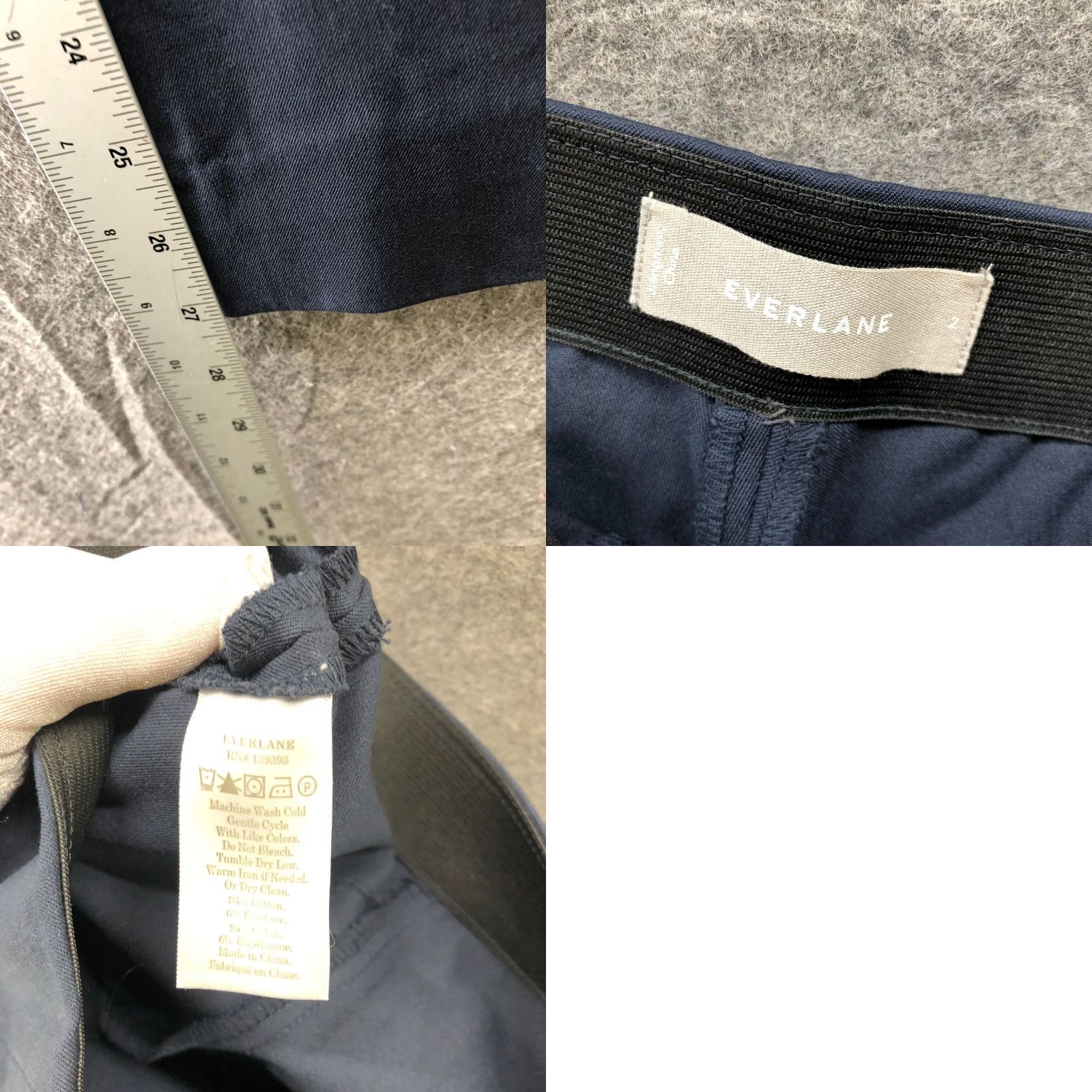 Everlane Everlane Side Zip Work Pants Womens 2 Navy Blue Stretch Cotton Slim Dress Pant Size 26" / US 2 / IT 38 - 8 Thumbnail