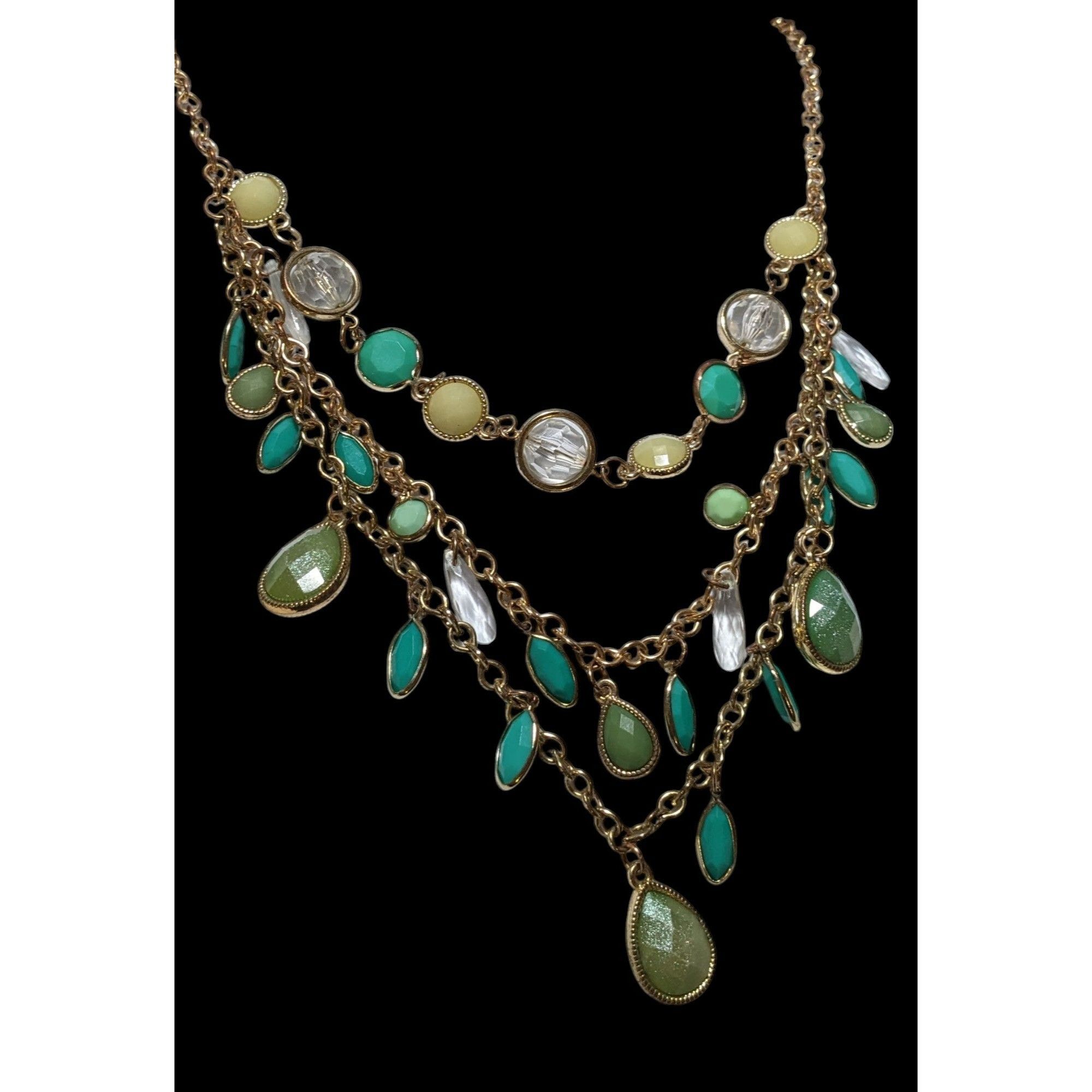 Other Festival Glam Multilayer Green And Teal Gemmed Necklace Size ONE SIZE - 3 Thumbnail