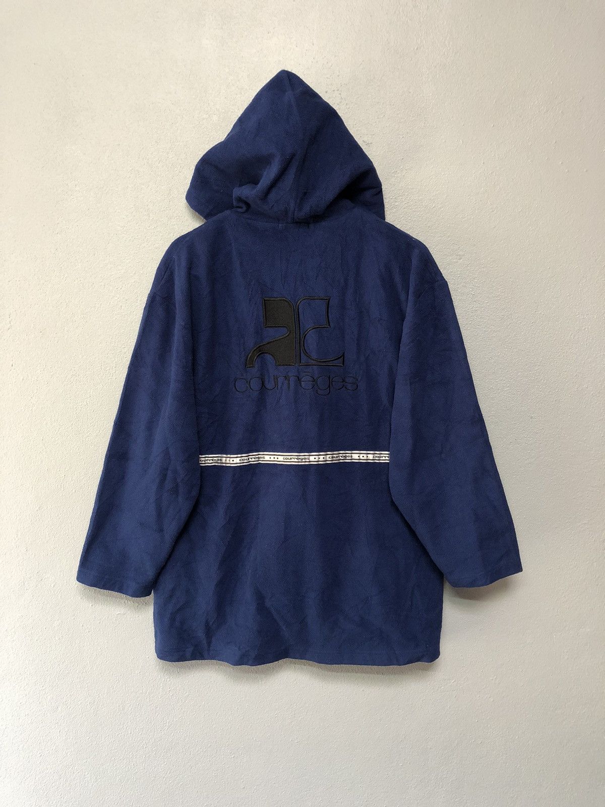 Courreges Courreges Fleece Jacket With Hoodie Big Logo Zipper Size US S / EU 44-46 / 1 - 1 Thumbnail