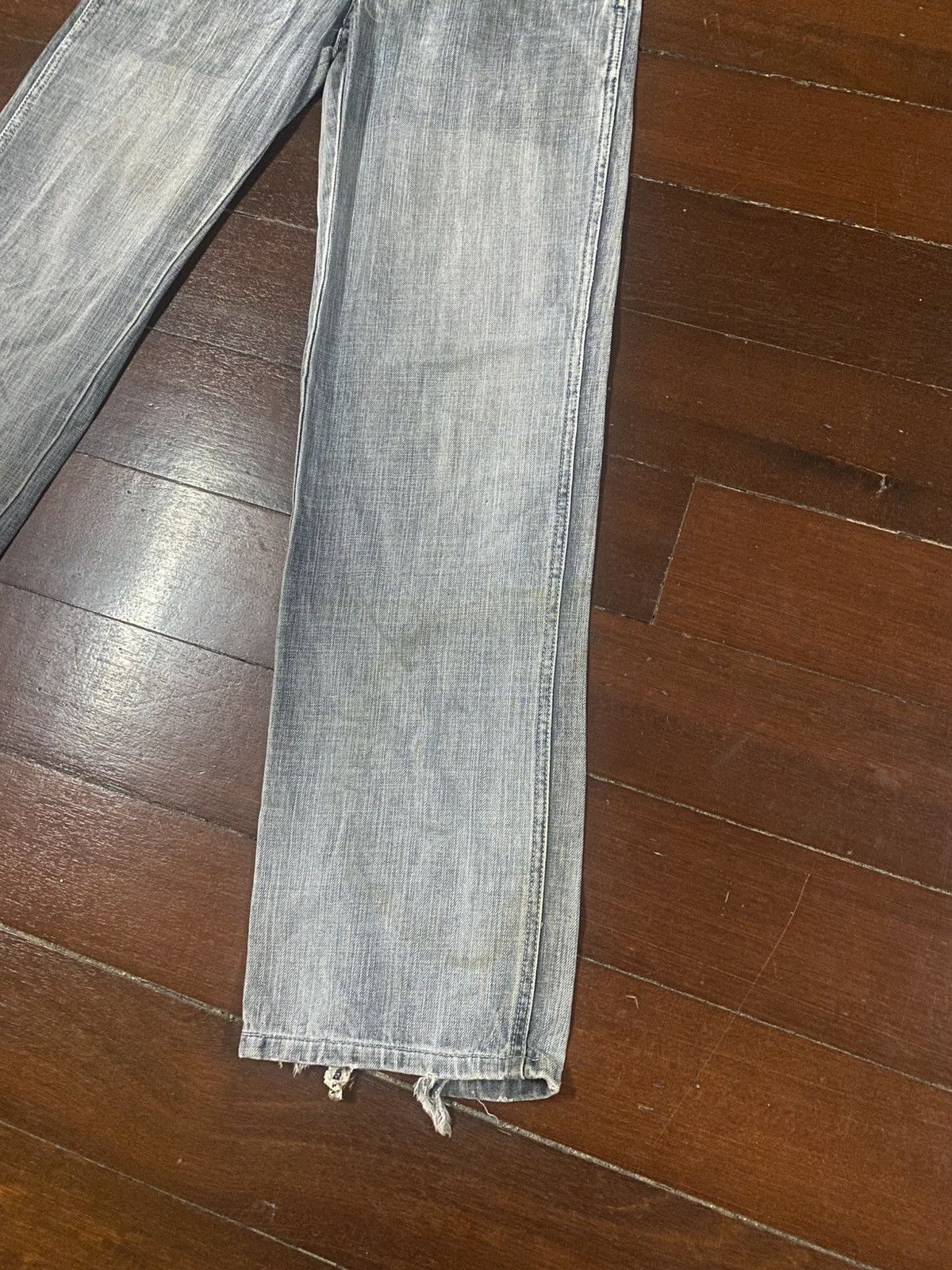 If Six Was Nine Flare Jeans netmen Clawmark Distress Faded Denim Size US 30 / EU 46 - 4 Thumbnail