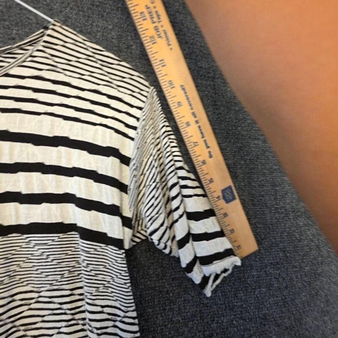 Vintage Ali Miles Blouse Womens XL White Black Striped Short Sleeve Tunic Top Asym Hem Size XL / US 12-14 / IT 48-50 - 4 Thumbnail