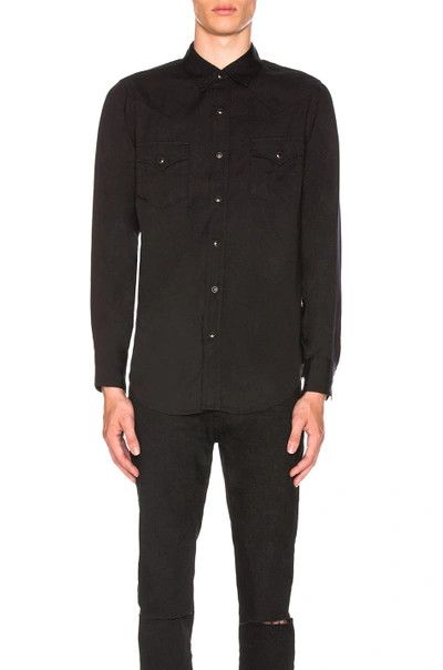 image of Saint Laurent Paris Lyocell Western Shirt in Black, Men's (Size Medium)