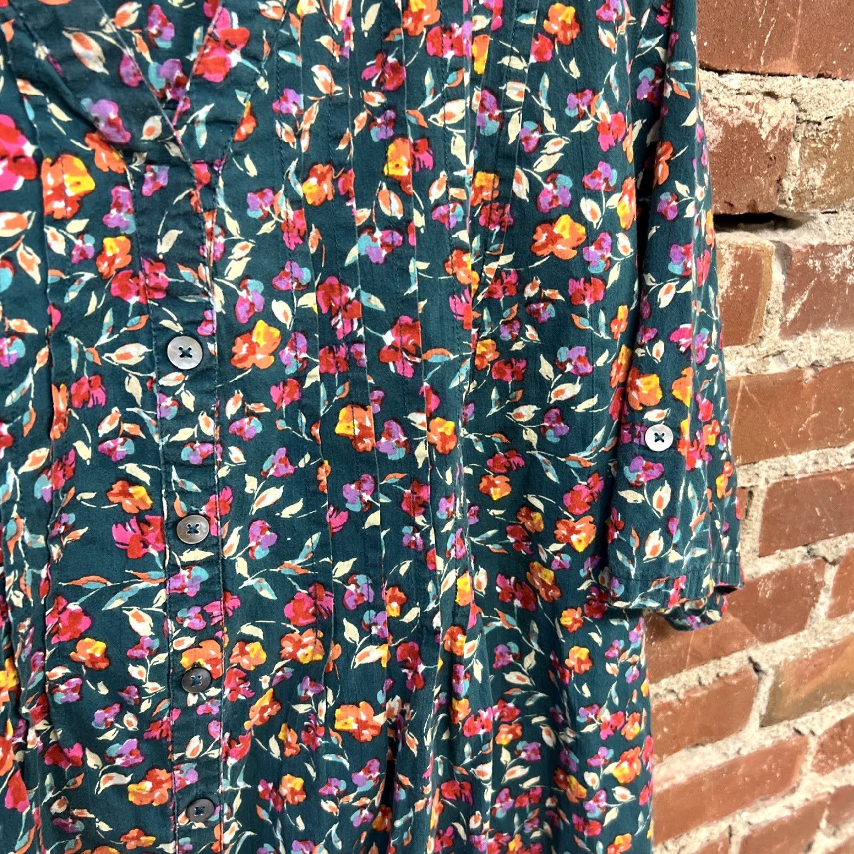 Vintage Roaman's Blouse 26W Plus Floral Green 3/4 Sleeve Round Neck Women Fall Winter Shirt Womens Size 4XL / US 24-26 - 2 Thumbnail