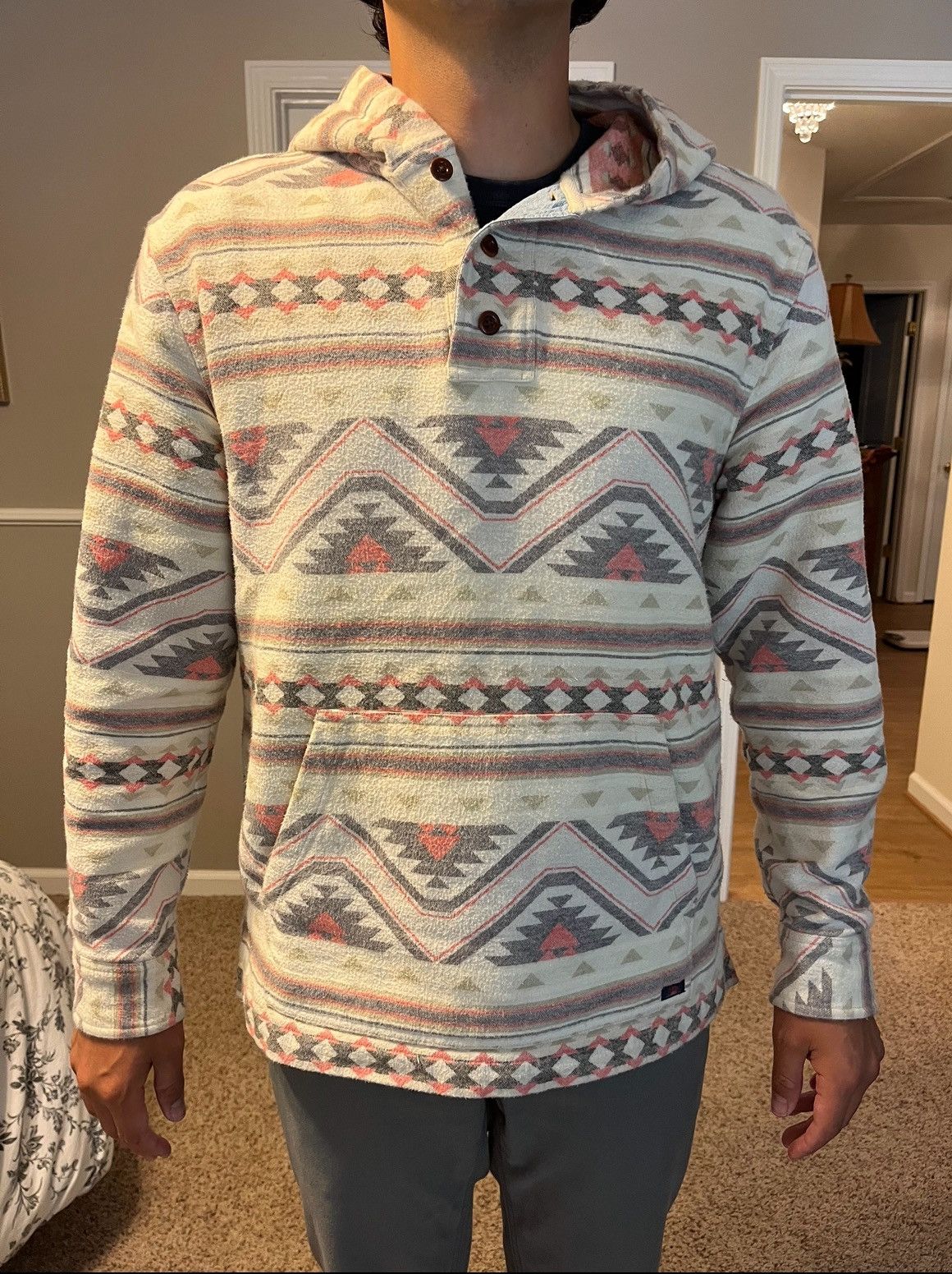 image of Faherty Men’S (M) Hooded Sweatshirt in Beige, Men's (Size Medium)