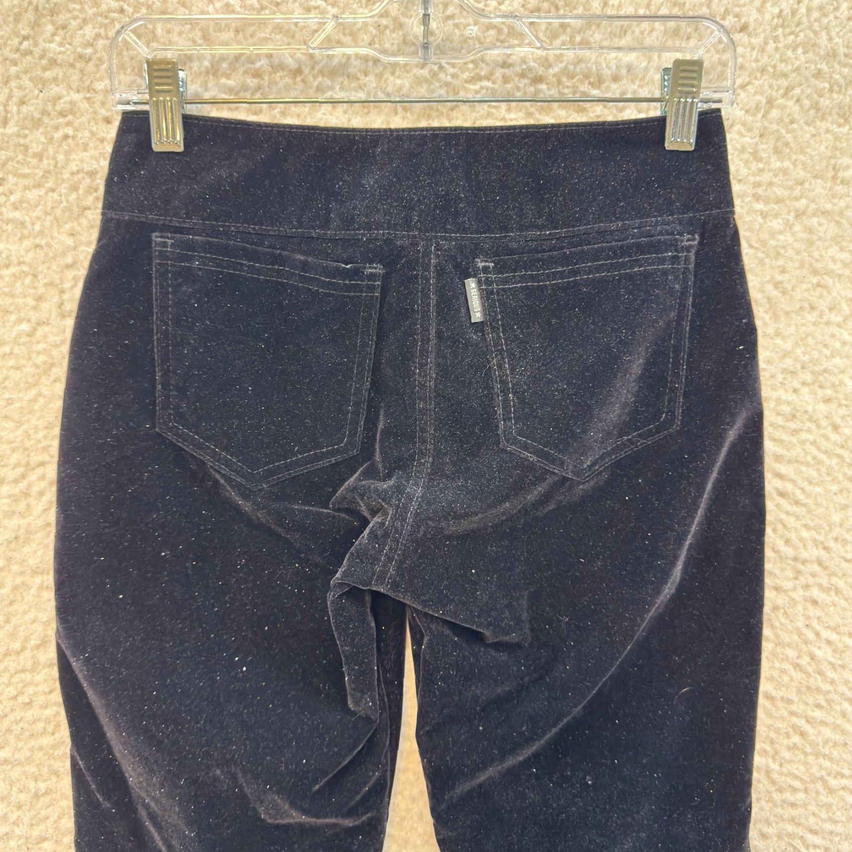 Vintage VINTAGE 90s Y2K Serious Flare Pants Black 2 4 25 Sparkle Glitter Star Rave Club Festival Girls Womens Mens Size 26" / US 2 / IT 38 - 4 Thumbnail