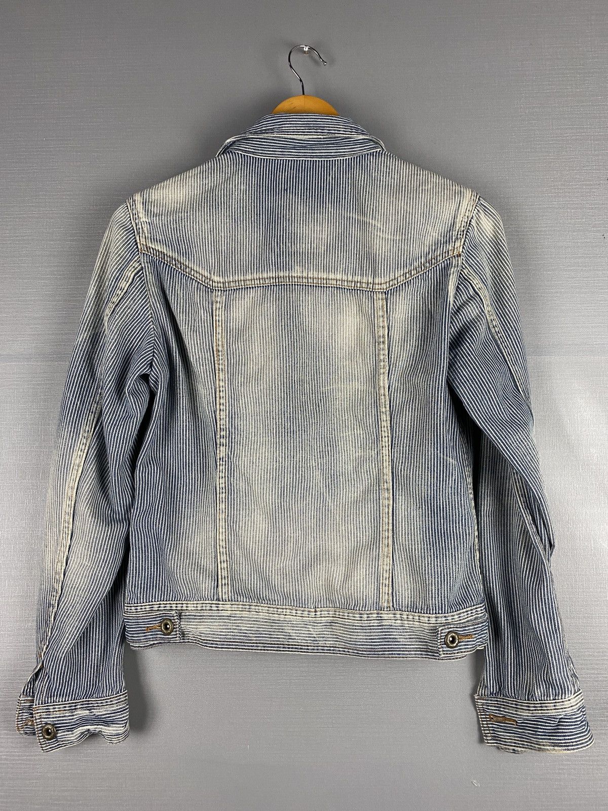 Issey Miyake Vintage Tete Homme Blue and White Striped Denim Jacket Size US M / EU 48-50 / 2 - 11 Thumbnail