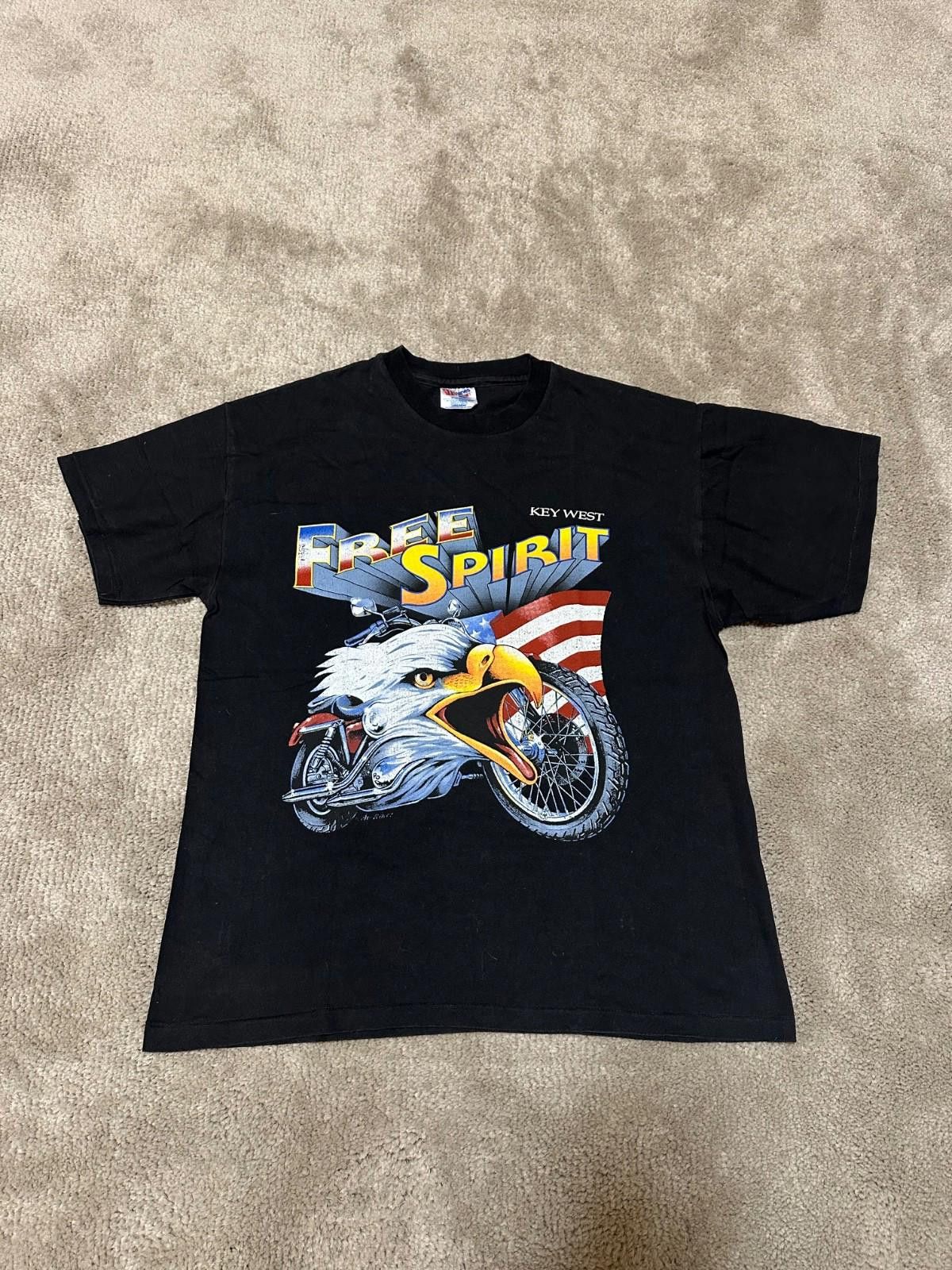 Hanes Vintage Free Spirit Motorcycled Eagle Large Graphic T Shirt Size US L / EU 52-54 / 3 - 1 Thumbnail