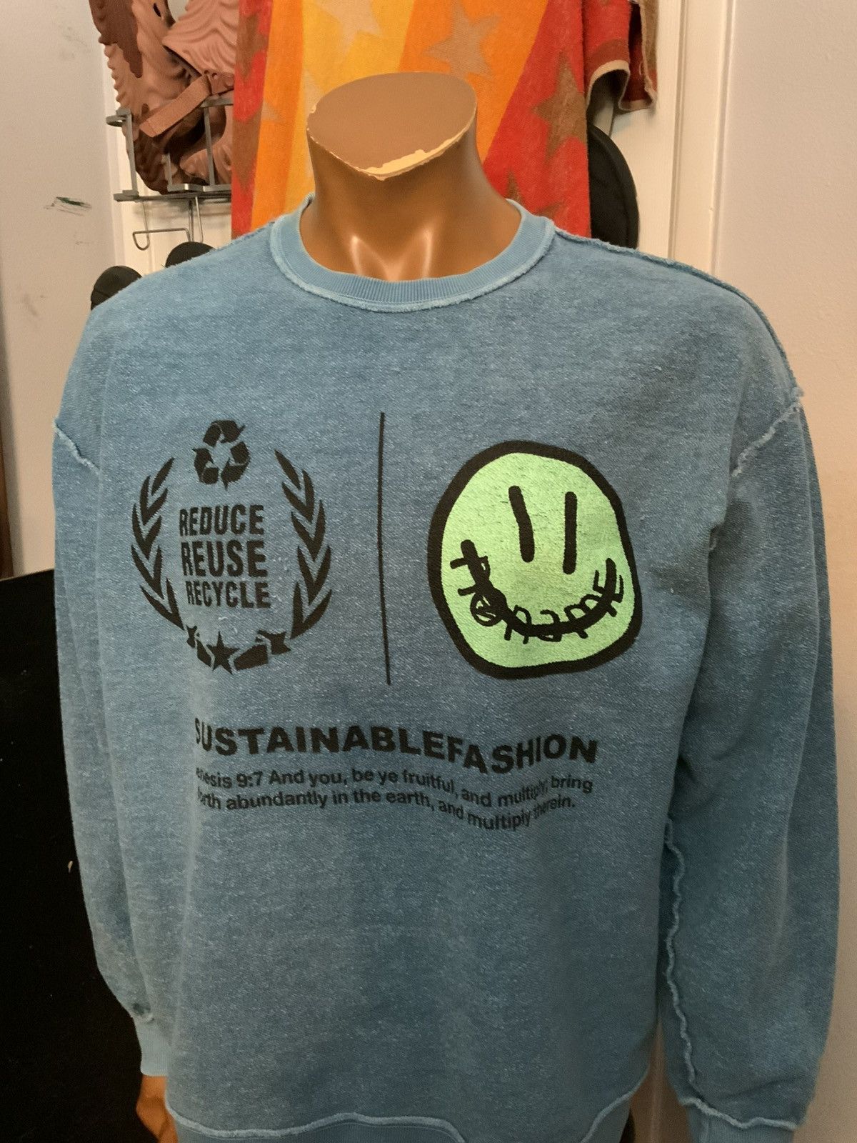 Other Neoity Recycle Sustainable Knit Woven Smiley Face Sweatshirt Size US XL / EU 56 / 4 - 11 Thumbnail