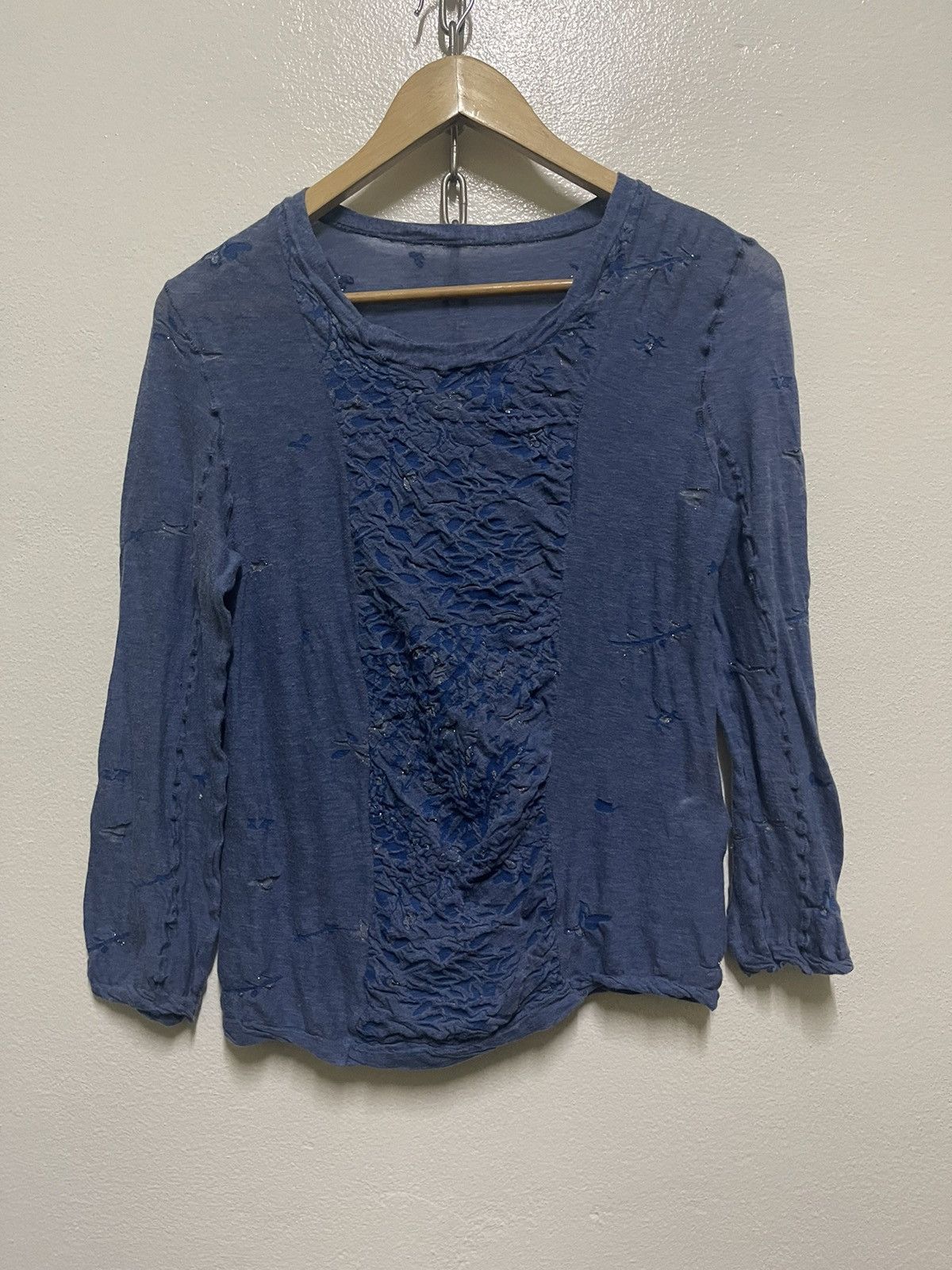 image of Issey Miyake Haat Heart Long Sleeve T Shirt Ss2019 in Blue, Women's (Size Medium)