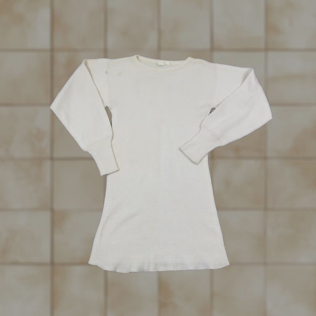 JCPenney VINTAGE JCPenney Shirt Mens LT Thermal Waffle Knit Ivory 60s 70s 80s 90s Crew Neck Long Sleeve Classic Big & Tall Mens Size US L / EU 52-54 / 3 - 1 Thumbnail