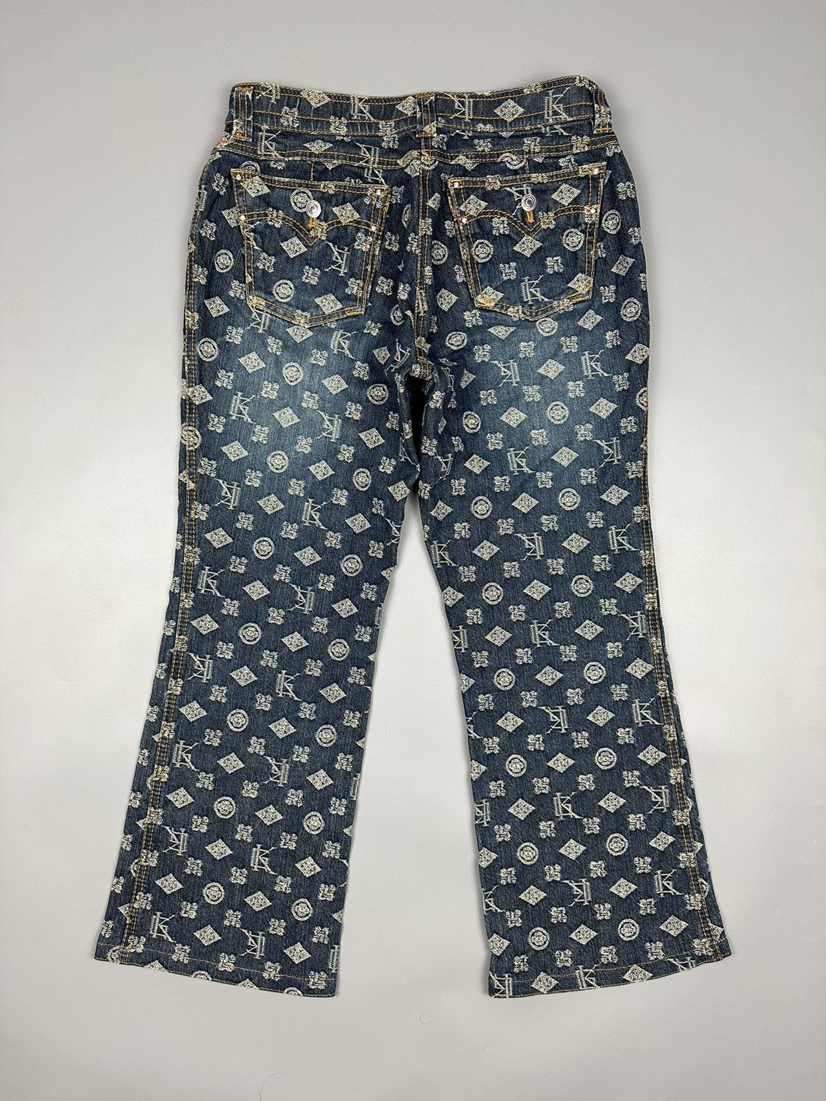 If Six Was Nine × Le Grande Bleu (L.G.B.) 🔥Rare🔥Vintage Japanese Monogram Flared Jeans Size 30" / US 8 / IT 44 - 2 Thumbnail