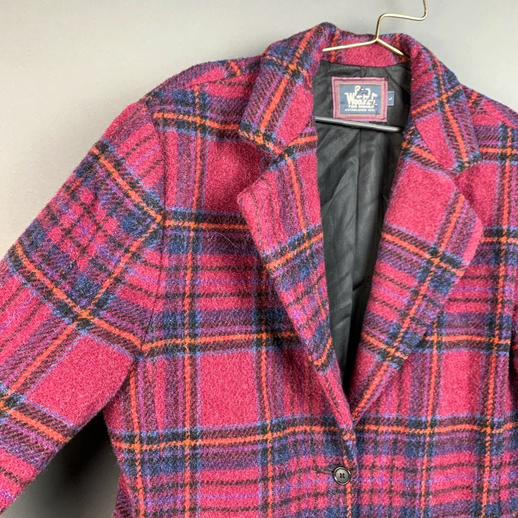 Vintage VINTAGE Woolrich Purple Plaid Button Womens Blazer USA Size Large Size L / US 10 / IT 46 - 2 Thumbnail