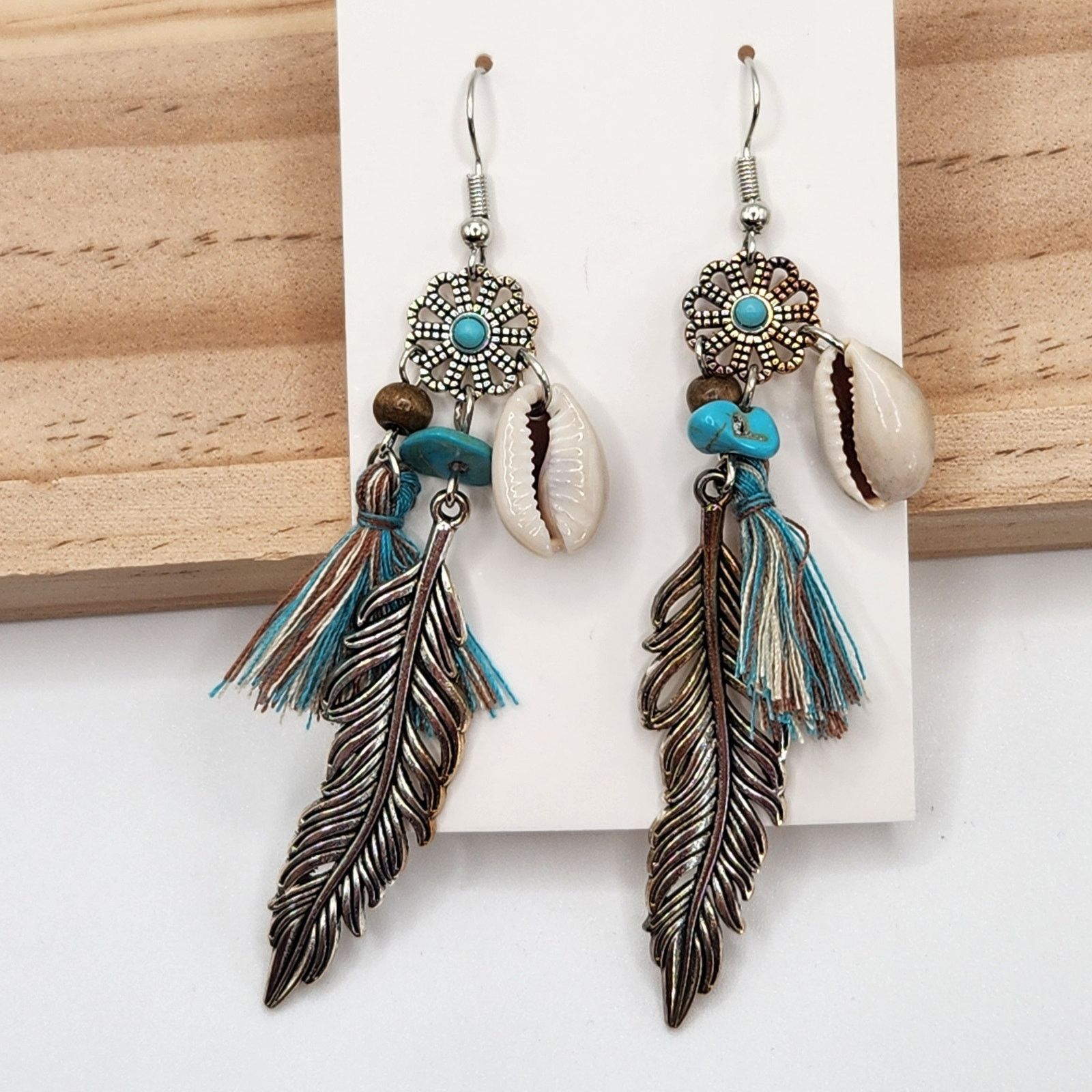 Other Boho Tassel Feather & Cowrie Shell Earrings Size ONE SIZE - 2 Thumbnail