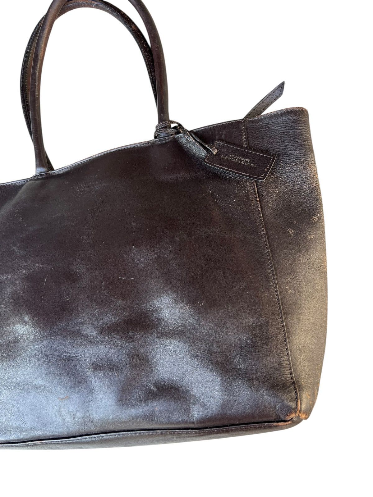 United Arrows United Arrows Japan Distressed Patina Leather Tote Bag Size ONE SIZE - 6 Thumbnail