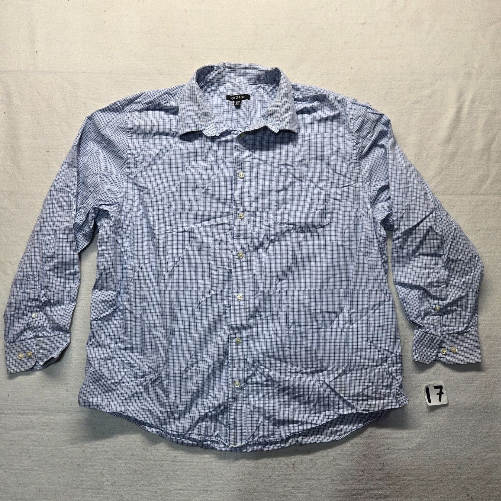 George George Plaid Button-Up Shirt Long Sleeve Adult 2XL Blue Casual Men Size US XXL / EU 58 / 5 - 2 Thumbnail