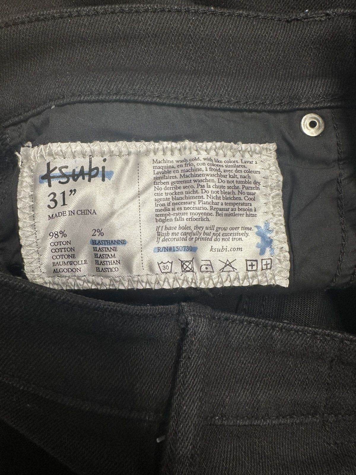 Ksubi Ksubi Knee Rip Plain Black Denim Jeans Size 31 Size US 31 - 5 Thumbnail