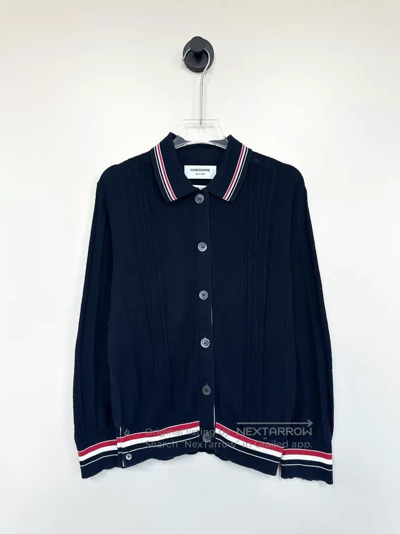 Thom Browne Thom Browne Dark blue Polo collar knit cardigan Size US M / EU 48-50 / 2 - 1 Thumbnail
