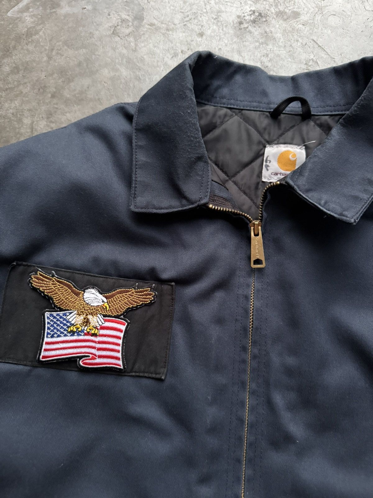 Carhartt × Vintage Vintage 90’s/00’s Carhartt Detroit Navy Embroidered Jacket Size US XL / EU 56 / 4 - 3 Thumbnail