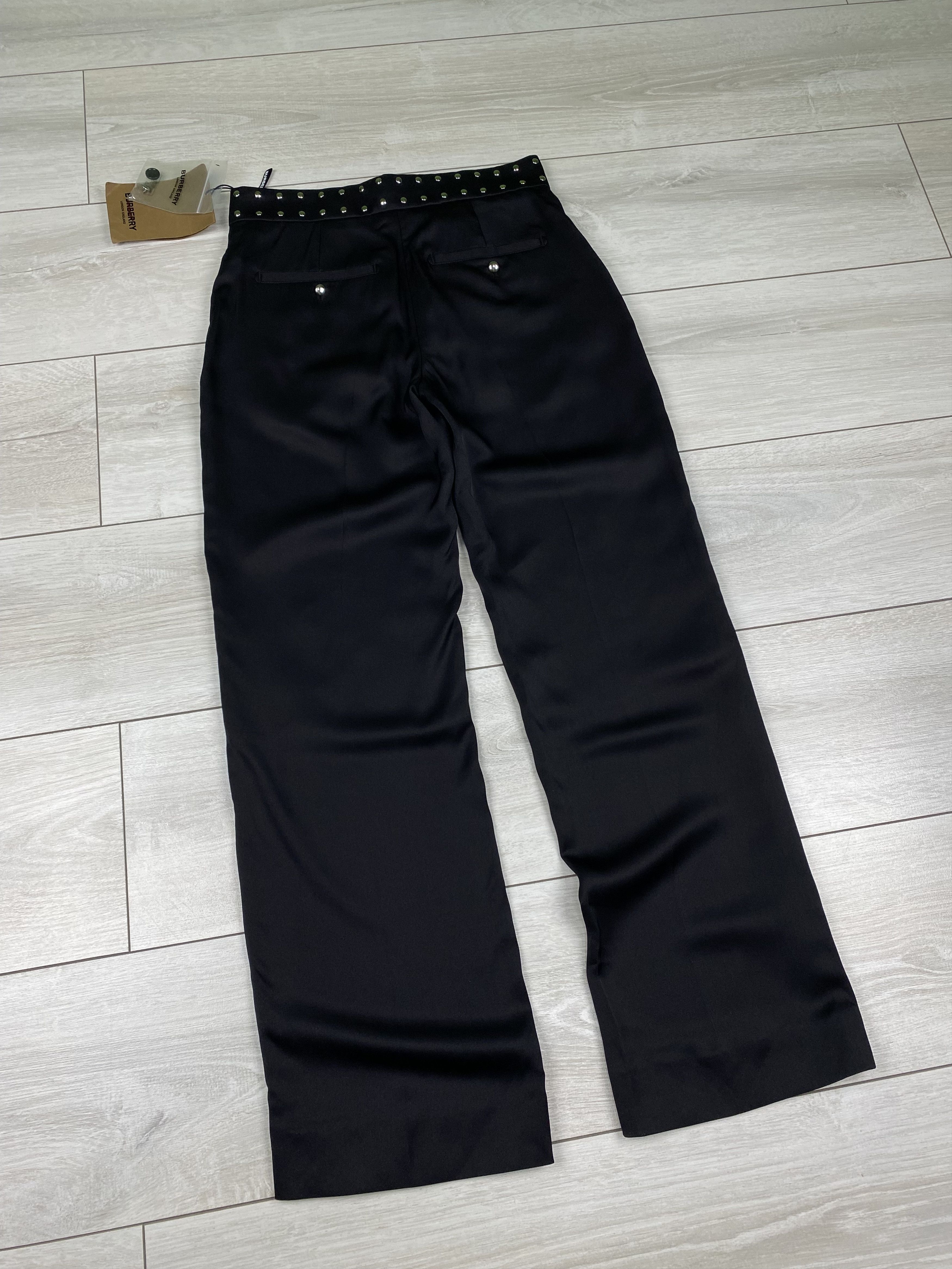 Burberry Burberry Black Silk Satin Studded Tailored Trousers pants Size 24" / US 00 / IT 34 - 10 Thumbnail